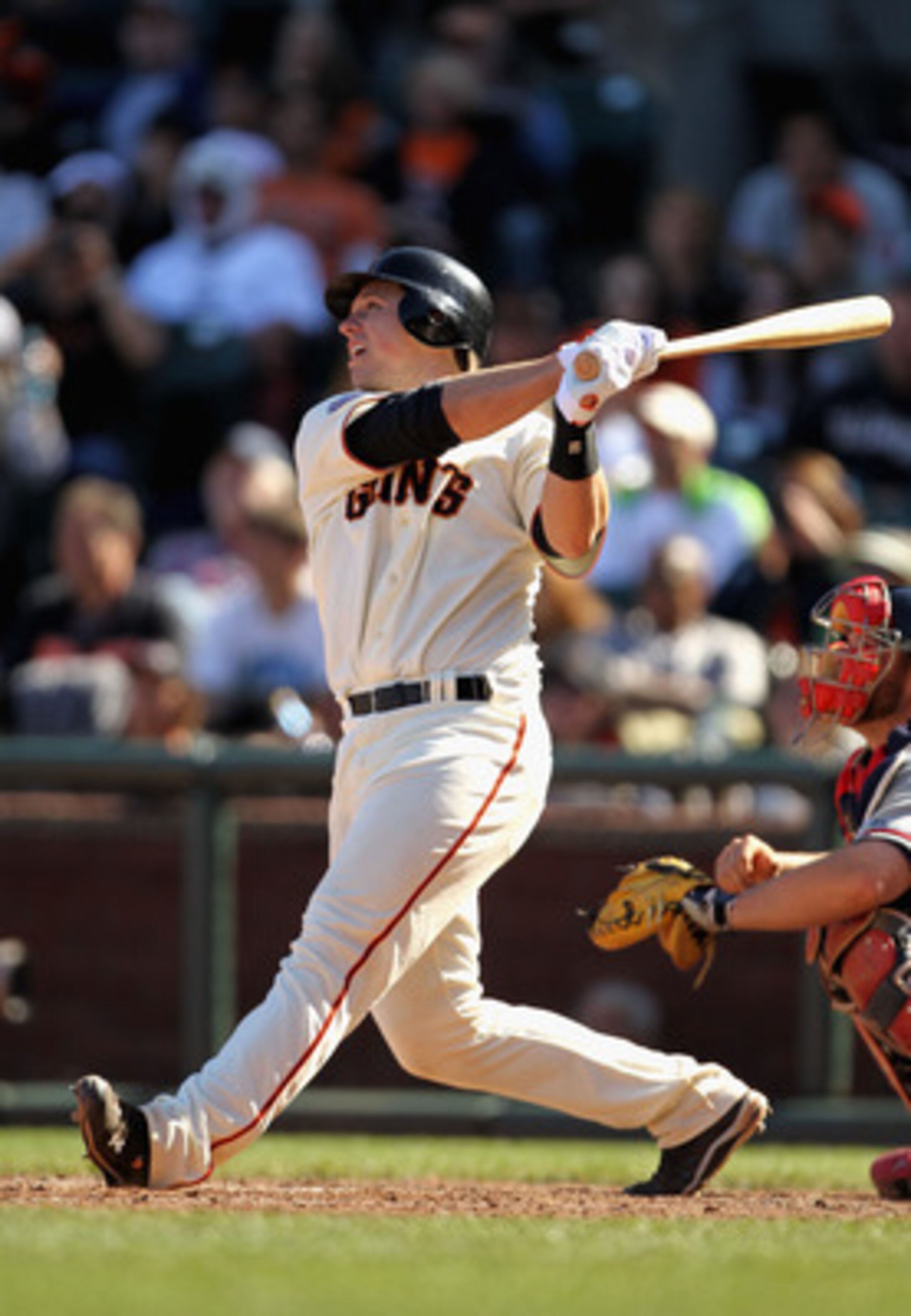 SAN FRANCISCO, CA - APRIL 24:  Buster Posey #28 of the San Francisco Giants in action against the Atlanta Braves at AT&T Park on April 24, 2011 in San Francisco, California.  (Photo by Ezra Shaw/Getty Images)