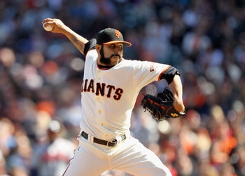 SAN FRANCISCO, CA - APRIL 24:  Sergio Romo #54 of the San Francisco Giants in action against the Atlanta Braves at AT&T Park on April 24, 2011 in San Francisco, California.  (Photo by Ezra Shaw/Getty Images)
