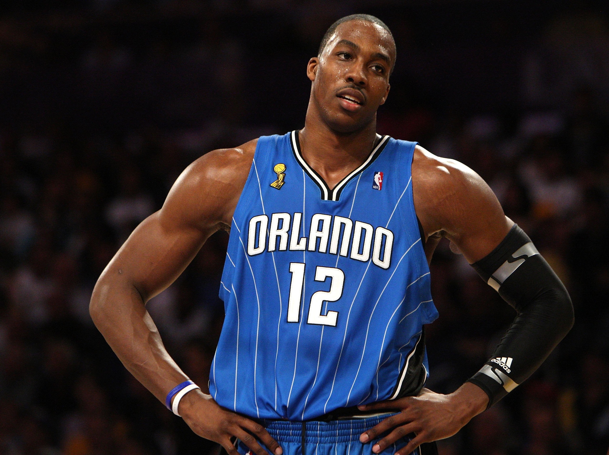 LOS ANGELES, CA - JUNE 07:  Dwight Howard #12 of the Orlando Magic looks on against the Los Angeles Lakers during Game Two of the 2009 NBA Finals at Staples Center on June 7, 2009 in Los Angeles, California. NOTE TO USER: User expressly acknowledges and a