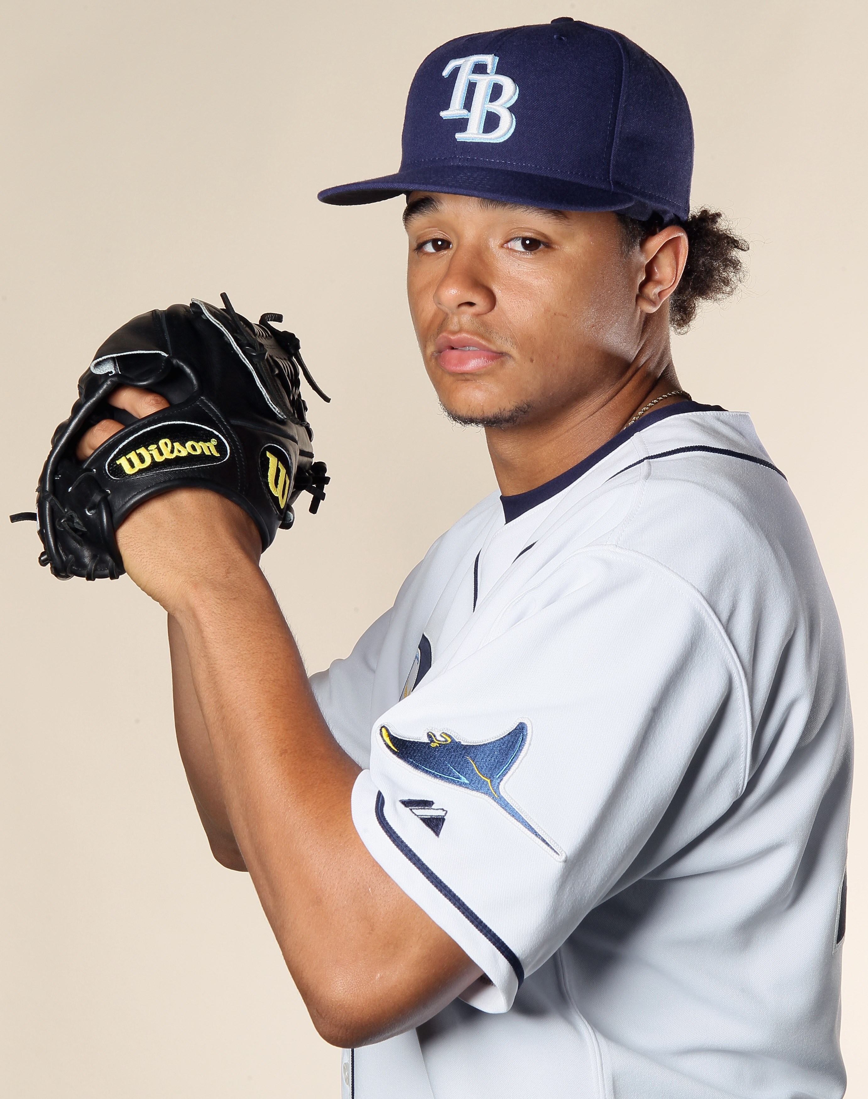 FT. MYERS, FL - FEBRUARY 22:  :  Chris Archer #35 of the Tampa Bay Rays poses for a portrait during the Tampa Bay Rays Photo Day on February 22, 2011 at the Charlotte Sports Complex in Port Charlotte, Florida.  (Photo by Elsa/Getty Images)