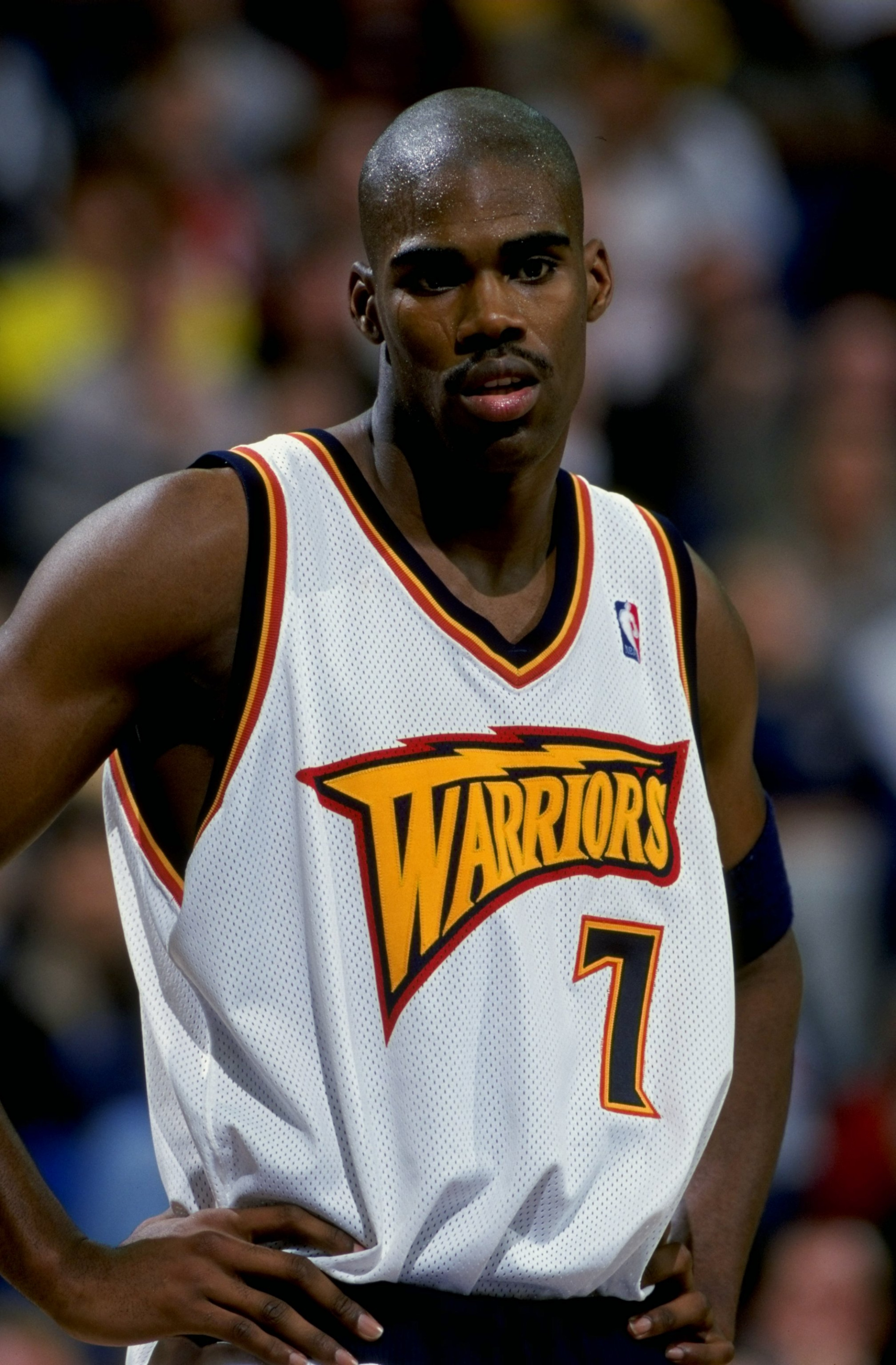 15 Feb 1999: Antawn Jamison #7 of the Golden State Warriors looks on during the game against the Minnesota Timberwolves at the Oakland Arena in Oakland, California. The Warriors defeated the Timberwolves 101-99. Mandatory Credit: Todd Warshaw /Allsport 15 Feb 1999: Antawn Jamison #7 of the Golden State Warriors looks on during the game against the Minnesota Timberwolves at the Oakland Arena in Oakland, California. The Warriors defeated the Timberwolves 101-99. Mandatory Credit: Todd Warshaw /Allsport