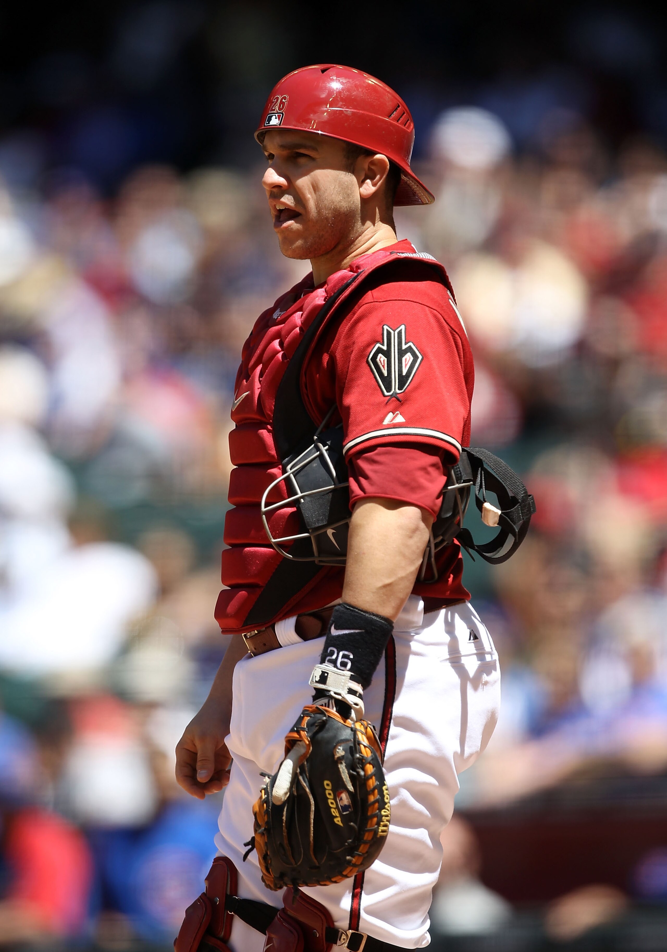 PHOENIX, AZ - MAY 01:  Catcher Miguel Montero #26 of the Arizona Diamondbacks in action during the Major League Baseball game against the Chicago Cubs at Chase Field on May 1, 2011 in Phoenix, Arizona.  The Diamondbacks defeated the Cubs 4-3.  (Photo by C
