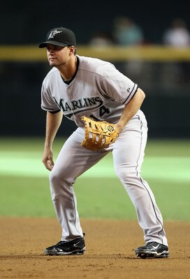 PHOENIX - JULY 10:  Infielder Gaby Sanchez #14 of the Florida Marlins in action during the Major League Baseball game against the Arizona Diamondbacks at Chase Field on July 10, 2010 in Phoenix, Arizona.  The Diamondbacks defeated the Marlins 5-4.  (Photo