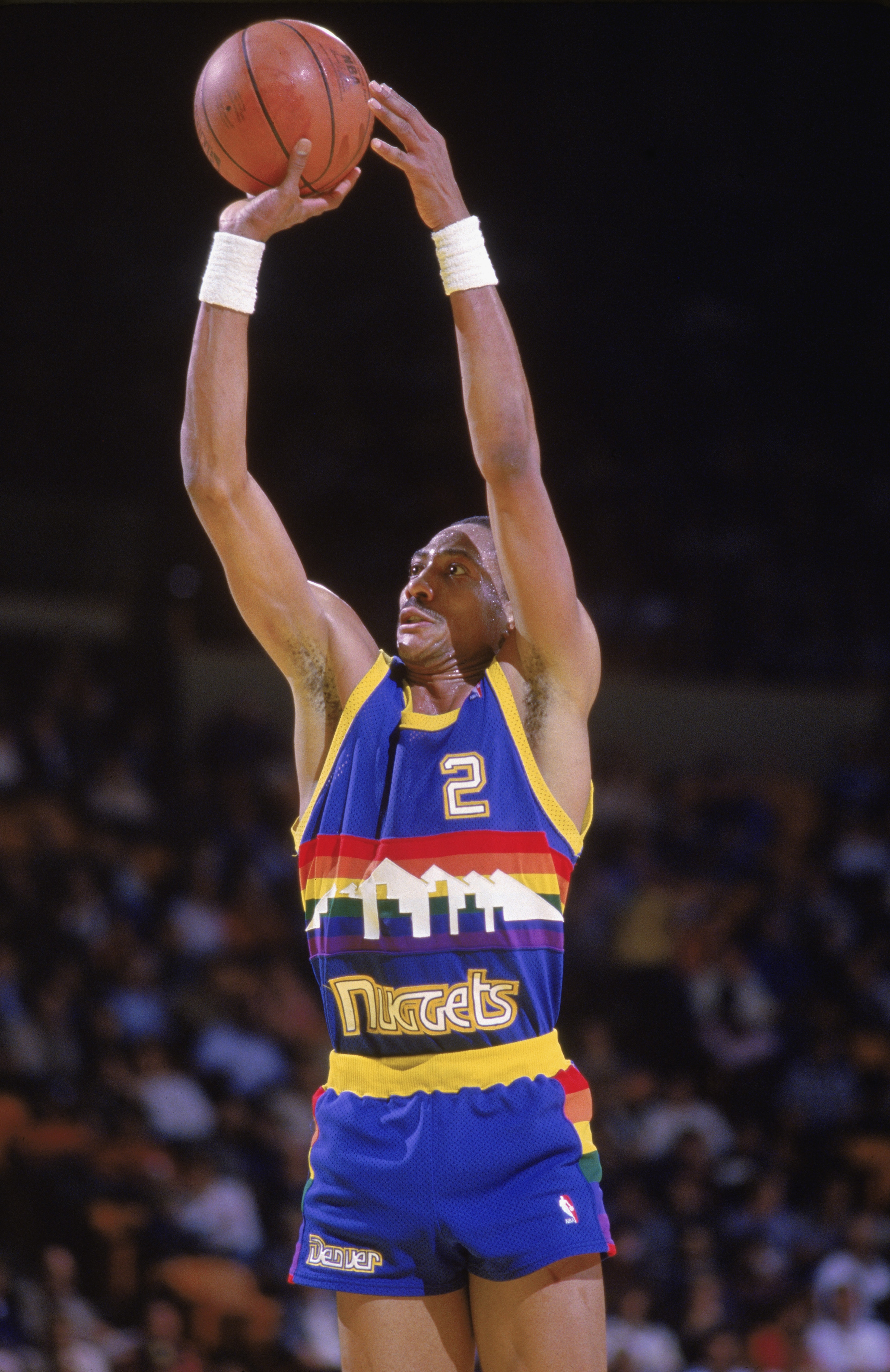 LOS ANGELES - 1986: Alex English #2 of the Denver Nuggets shoots a jump shot during the game against the Los Angeles Lakers at the Great Western Forum in Los Angeles, California during the 1986-87 NBA season. (Photo by: Stephen Dunn/Getty Images) LOS ANGELES - 1986: Alex English #2 of the Denver Nuggets shoots a jump shot during the game against the Los Angeles Lakers at the Great Western Forum in Los Angeles, California during the 1986-87 NBA season. (Photo by: Stephen Dunn/Getty Images)
