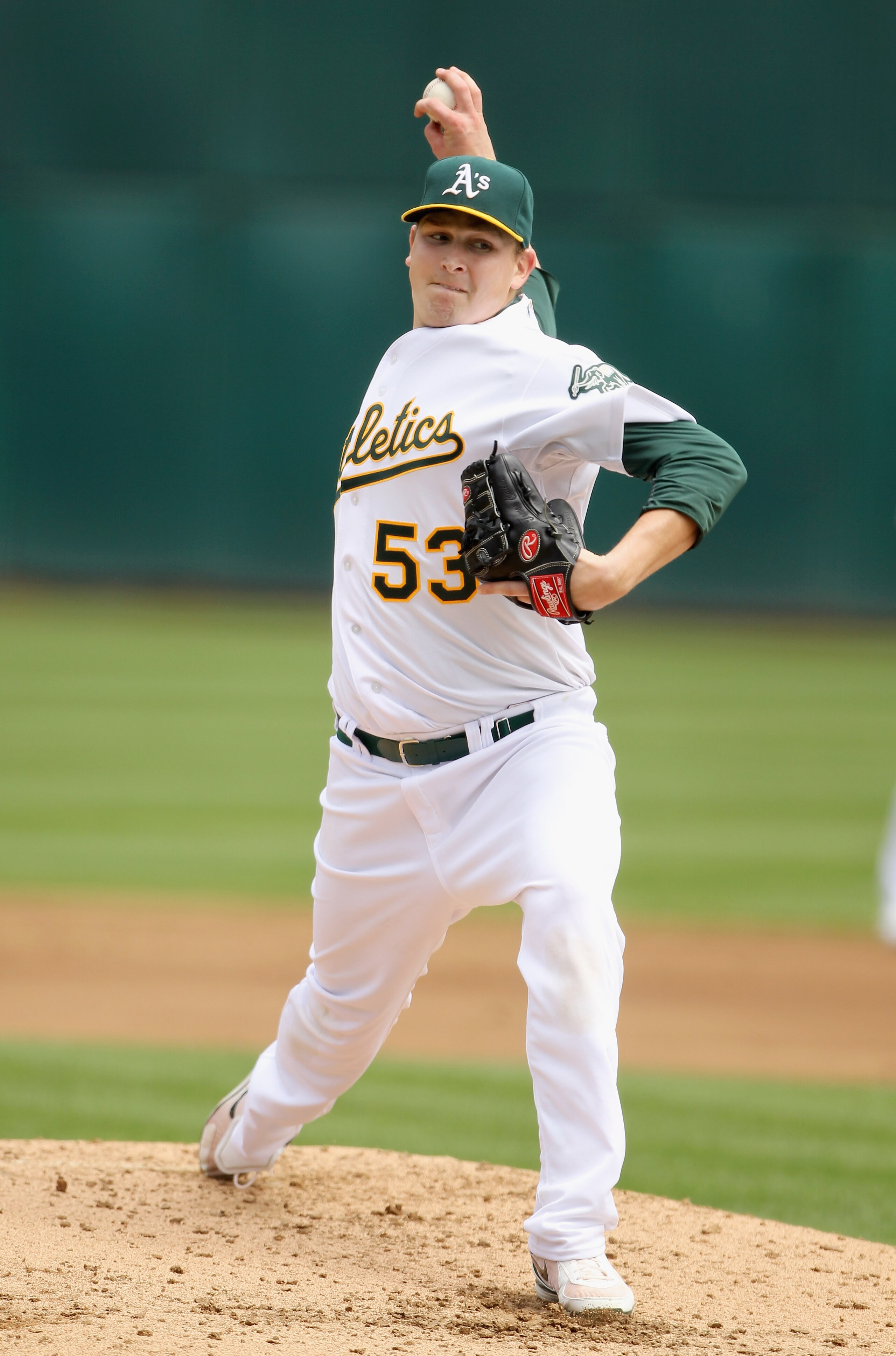 OAKLAND, CA - APRIL 17:  Trevor Cahill #53 of the Oakland Athletics picthes against the Detroit Tigers at Oakland-Alameda County Coliseum on April 17, 2011 in Oakland, California.  (Photo by Ezra Shaw/Getty Images)