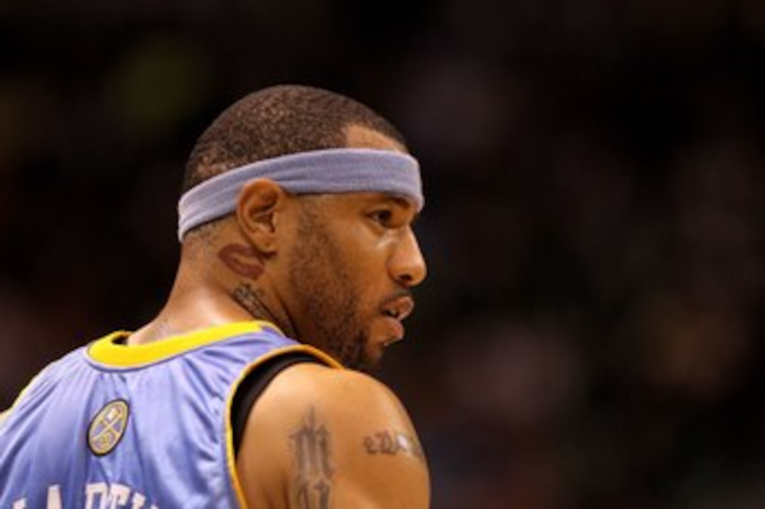 SALT LAKE CITY - APRIL 30:  Kenyon Martin #4 of the Denver Nuggets stands on the court during their game against the Utah Jazz in Game Six of the Western Conference Quarterfinals of the 2010 NBA Playoffs at EnergySolutions Arena on April 30, 2010 in Salt