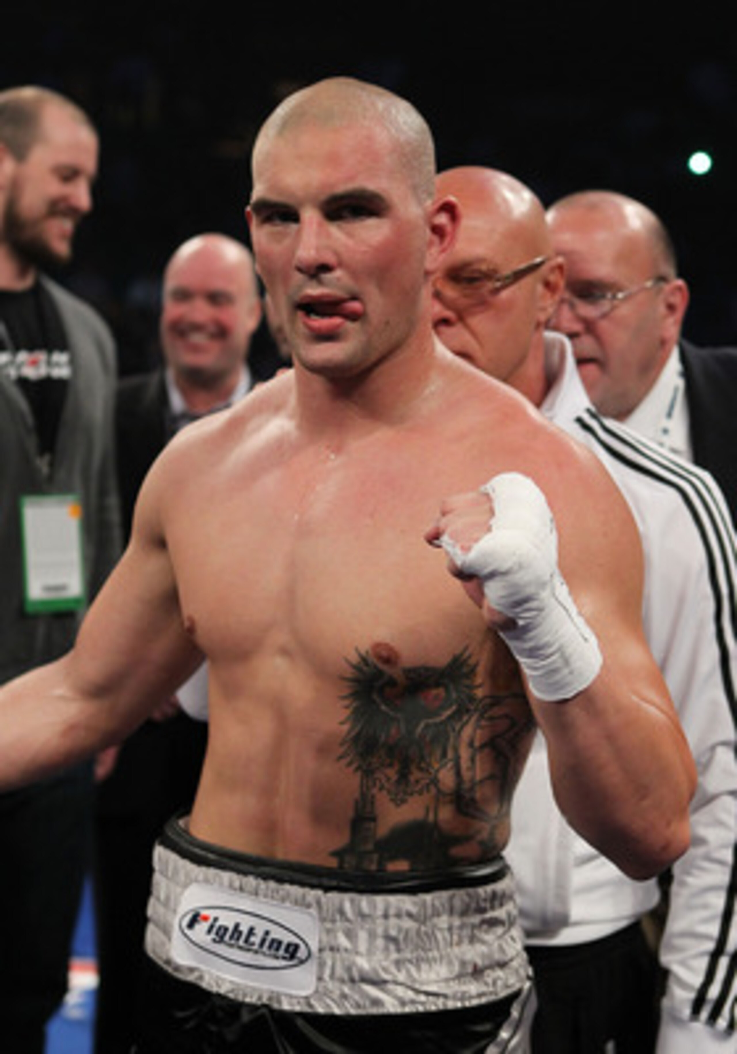 LAS VEGAS - MARCH 12:  Tommy Zbikowski celebrates a first round knockout of Richard Bryant after the Cruiserweight bout at the MGM Grand Garden Arena on March 12, 2011 in Las Vegas, Nevada.  (Photo by Al Bello/Getty Images)