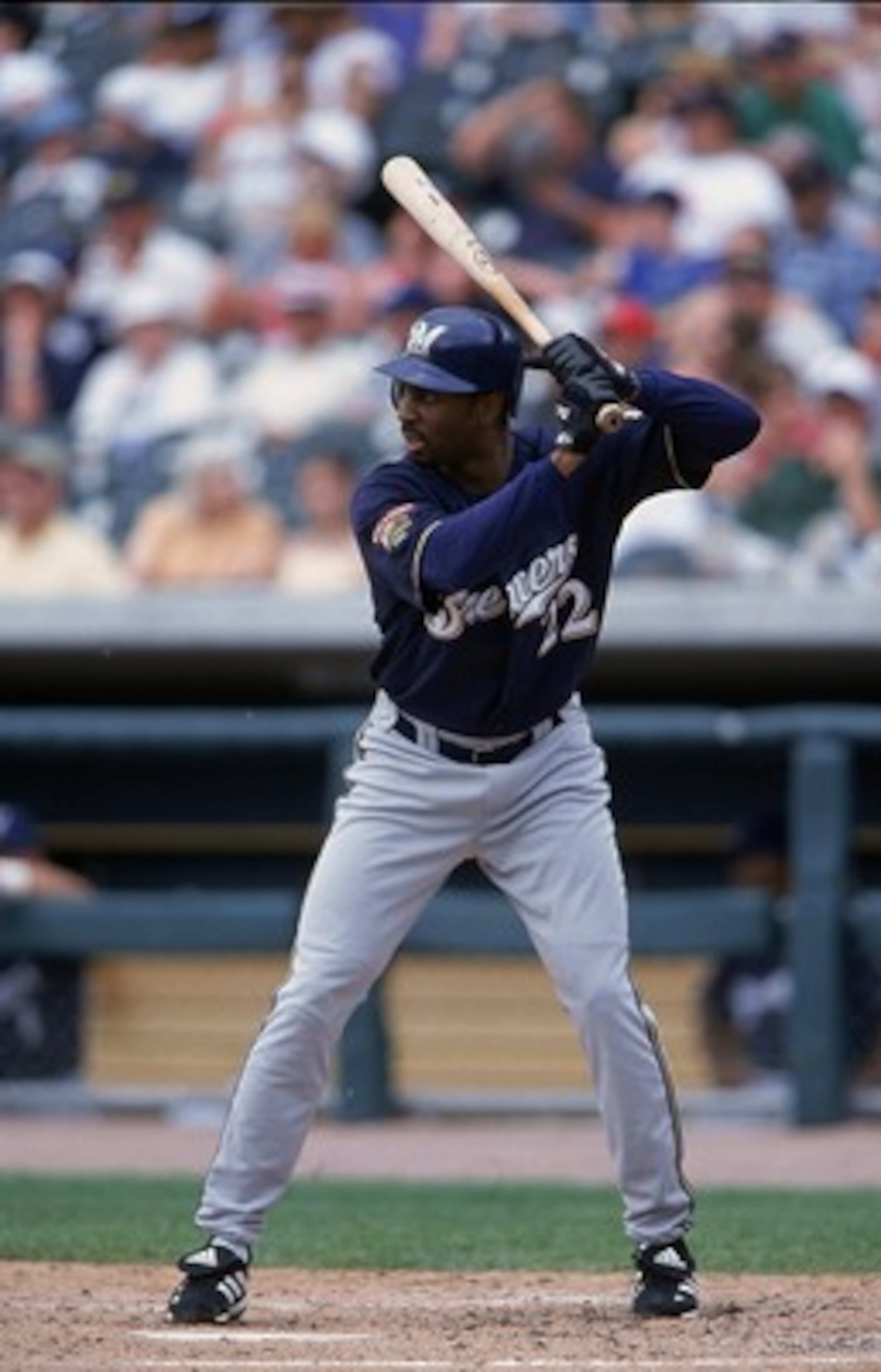 10 Jun 2001:  Devon White #22 of the Milwaukee Brewers at bat during the game against the Detroit Tigers at the Comerica Park in Detroit, Michigan.  The Brewers defeated the Tigers 8-3.Mandatory Credit: Tom Pigeon  /Allsport