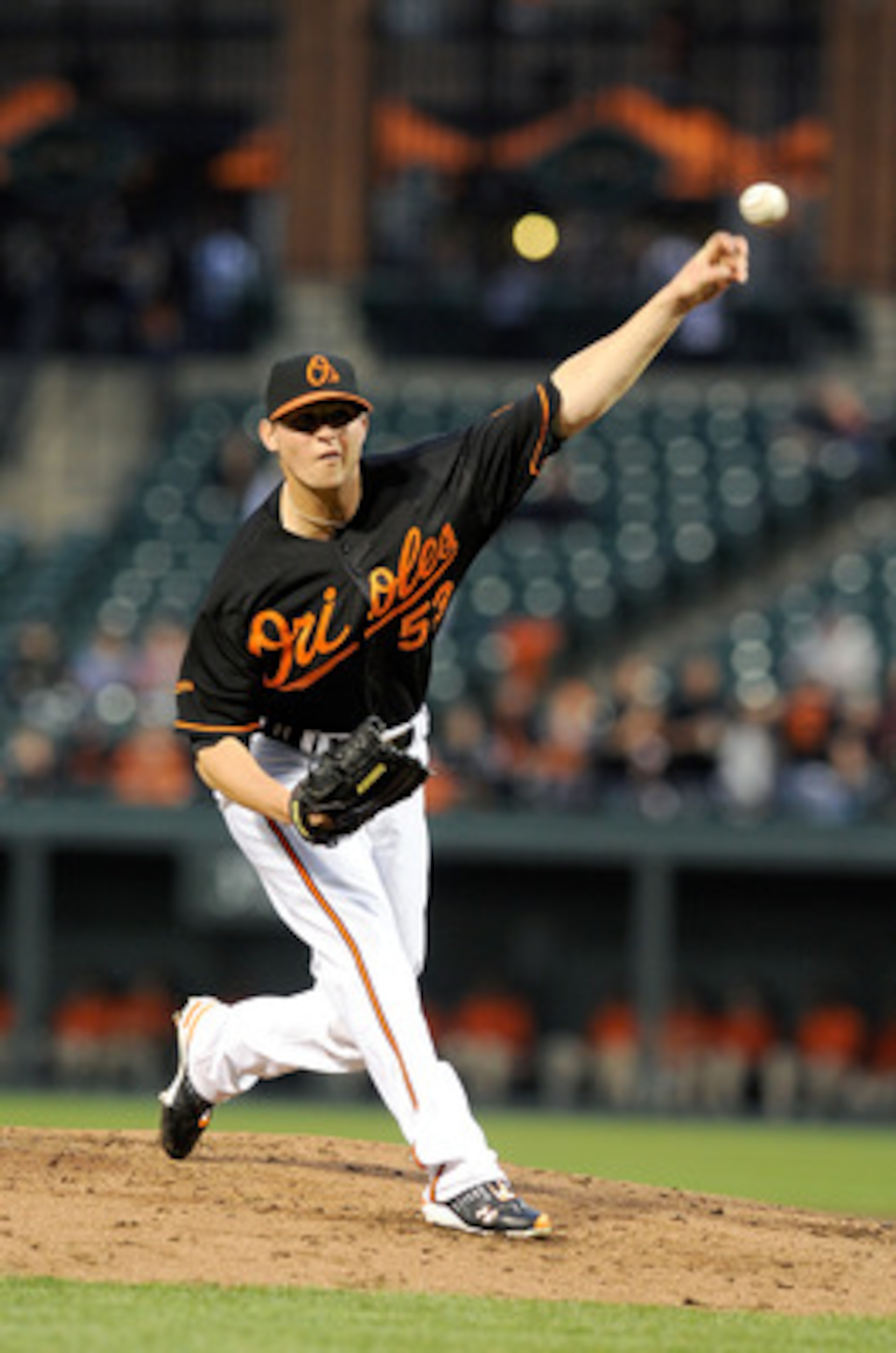 BALTIMORE, MD - MAY 06:  Zach Britton #53 of the Baltimore Orioles pitches against the Tampa Bay Rays at Oriole Park at Camden Yards on May 6, 2011 in Baltimore, Maryland.  (Photo by Greg Fiume/Getty Images)