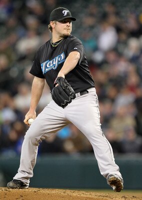 SEATTLE, WA - APRIL 13:  Starting pitcher Kyle Drabek #4 of the Toronto Blue Jays pitches against the Seattle Mariners at Safeco Field on April 13, 2011 in Seattle, Washington. (Photo by Otto Greule Jr/Getty Images)