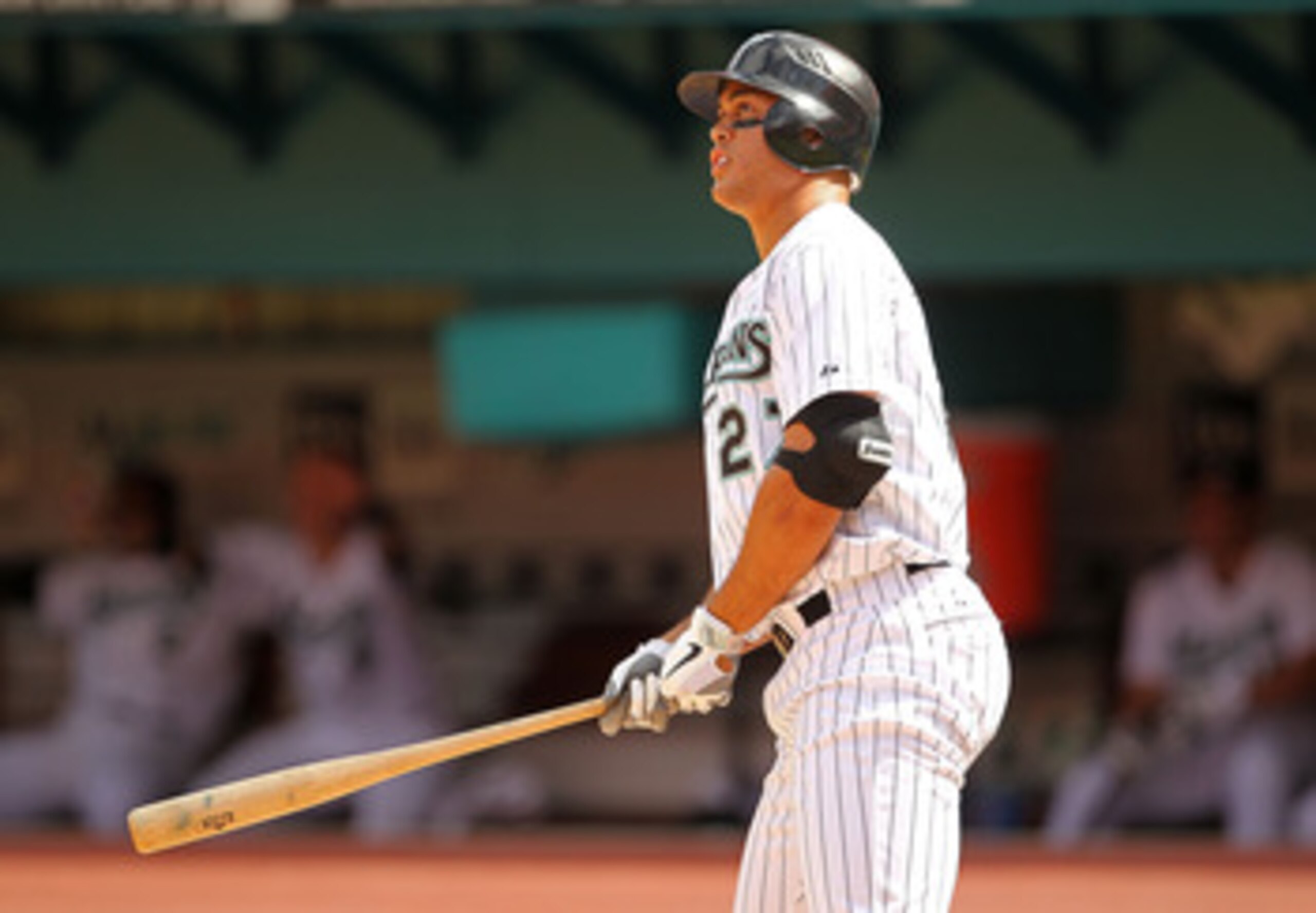 MIAMI GARDENS, FL - APRIL 24:  Mike Stanton #27 of the Florida Marlins hits a 3 run HR during a game against the Colorado Rockies at Sun Life Stadium on April 24, 2011 in Miami Gardens, Florida.  (Photo by Mike Ehrmann/Getty Images)