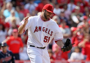 ANAHEIM, CA - MAY 8:  Pitcher Jordan Walden #51 of the Los Angeles Angels of Anaheim celebrates after getting the last out of the game and picking up the save against the Cleveland Indians on May 8, 2011 at Angel Stadium in Anaheim, California. The Angels