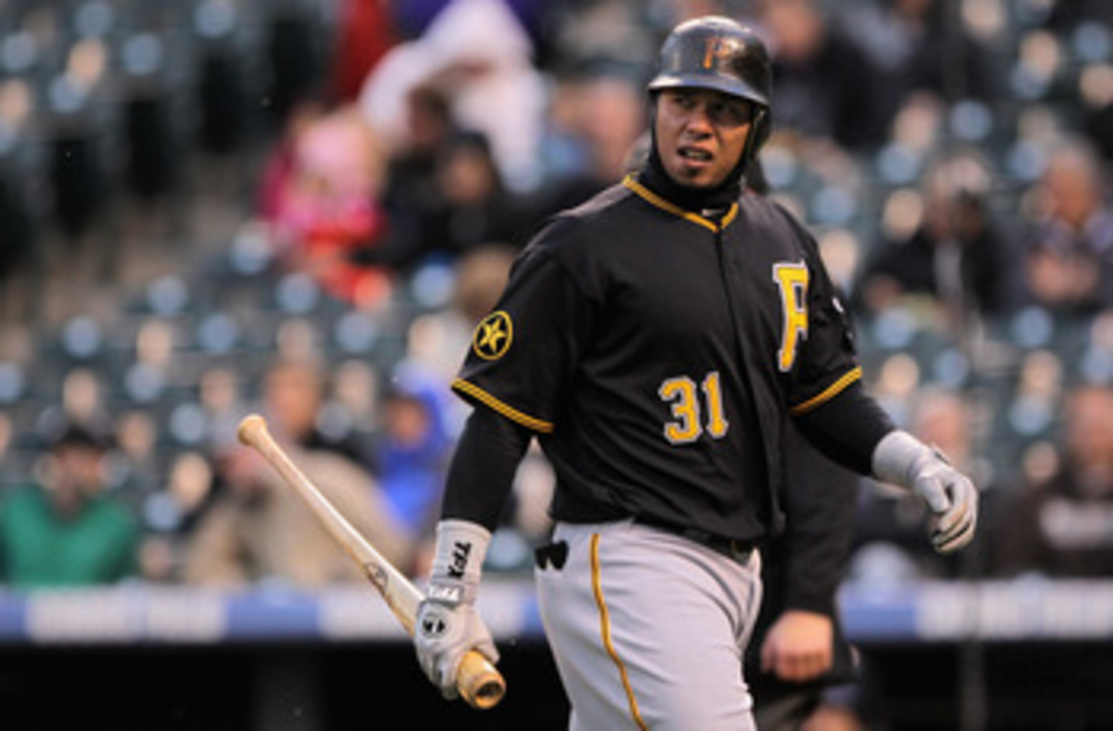 DENVER, CO - APRIL 29: Jose Tabata #31 of the Pittsburgh Pirates looks on after striking out against starting pitcher Jhoulys Chacin #45 of the Colorado Rockies in the first inning at Coors Field on April 29, 2011 in Denver, Colorado. (Photo by Doug Pen DENVER, CO - APRIL 29: Jose Tabata #31 of the Pittsburgh Pirates looks on after striking out against starting pitcher Jhoulys Chacin #45 of the Colorado Rockies in the first inning at Coors Field on April 29, 2011 in Denver, Colorado. (Photo by Doug Pen