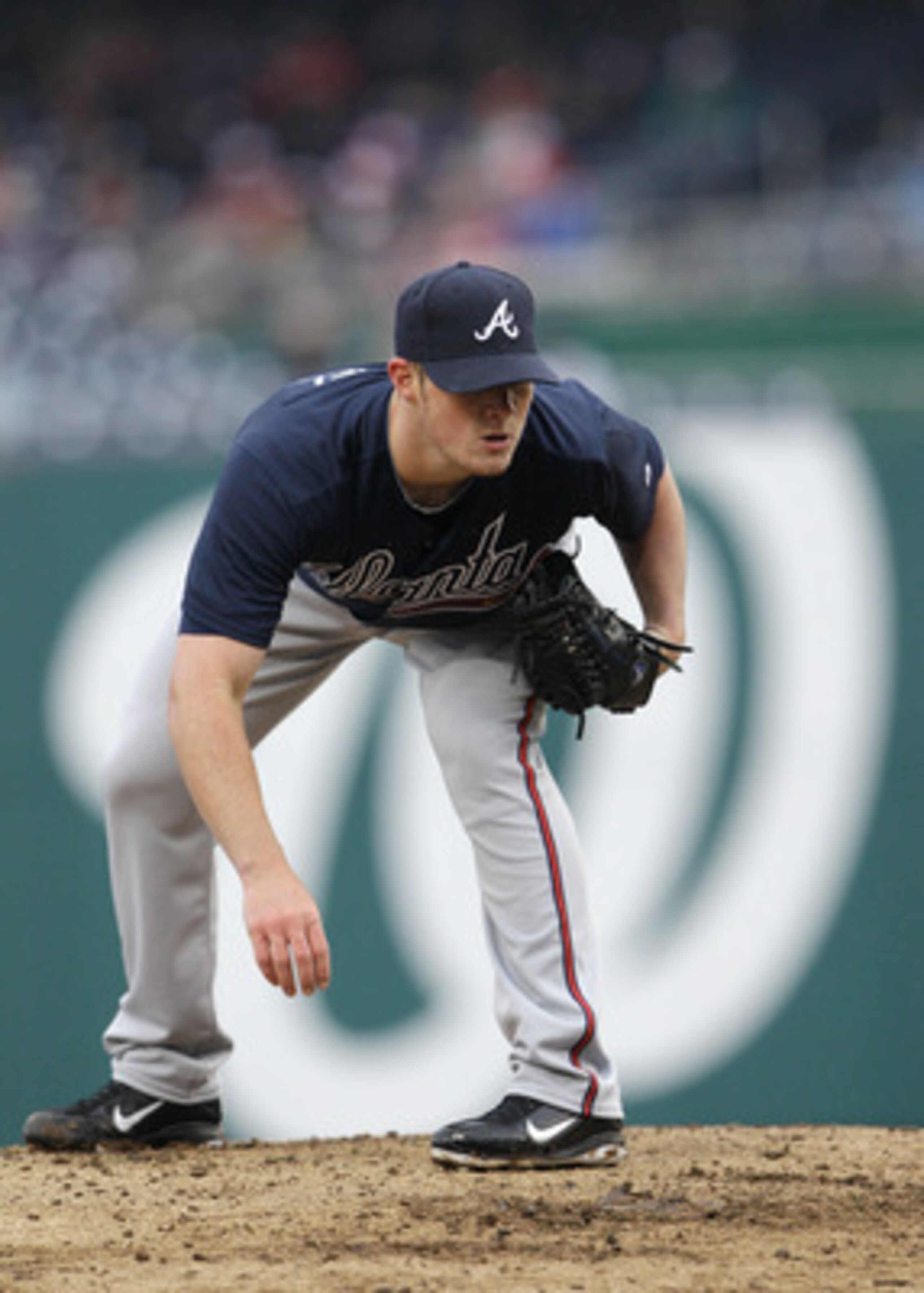 WASHINGTON, DC - MARCH 31:  Reliever Craig Kimbrel #46 of the Atlanta Braves against the Washington Nationals at Nationals Park on March 31, 2011 in Washington, DC.  (Photo by Rob Carr/Getty Images)