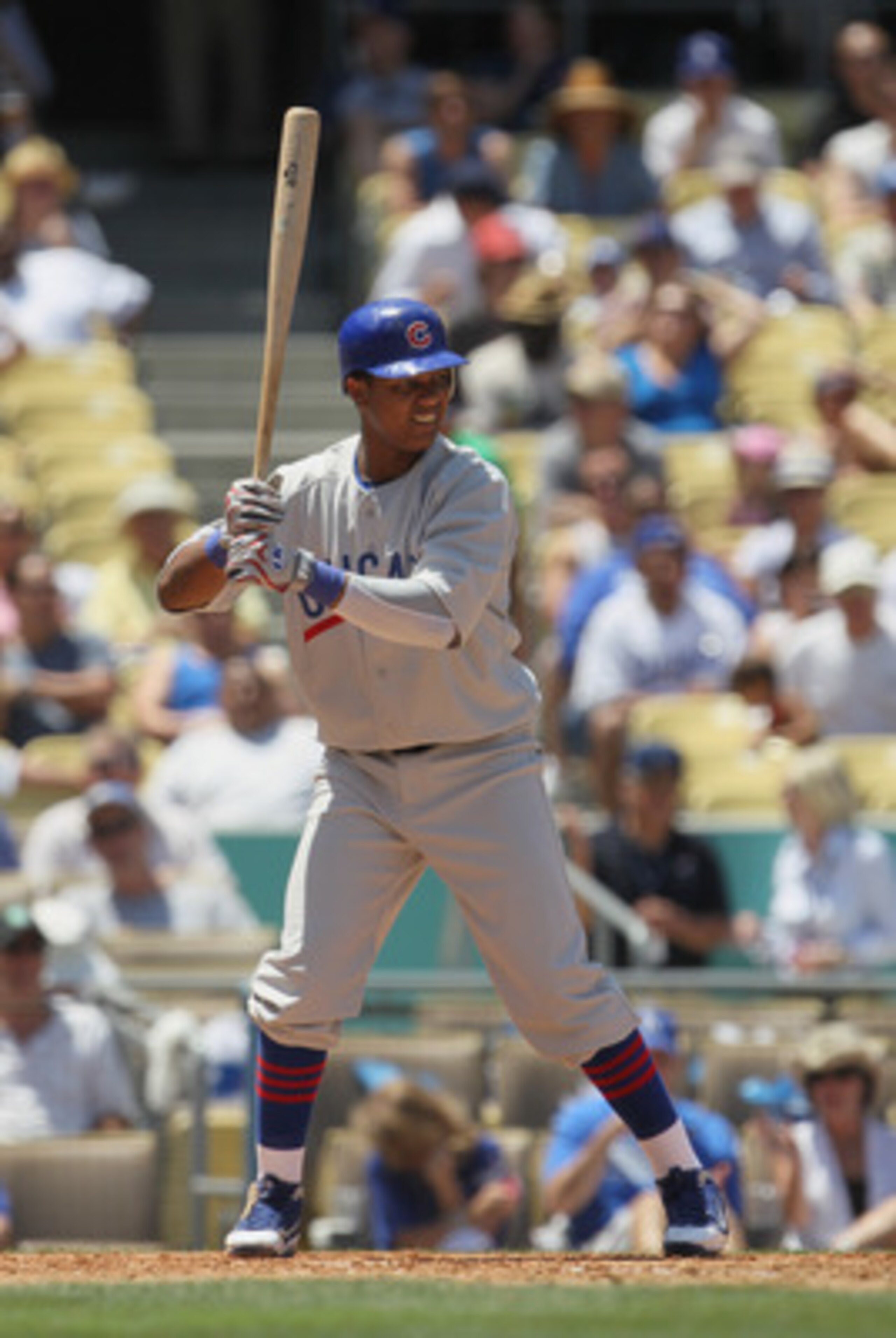 LOS ANGELES, CA - MAY 04:  Starlin Castro #13 of the Chicago Cubs bats against the Los Angeles Dodgers at Dodger Stadium on May 4, 2011 in Los Angeles, California.  (Photo by Jeff Gross/Getty Images)