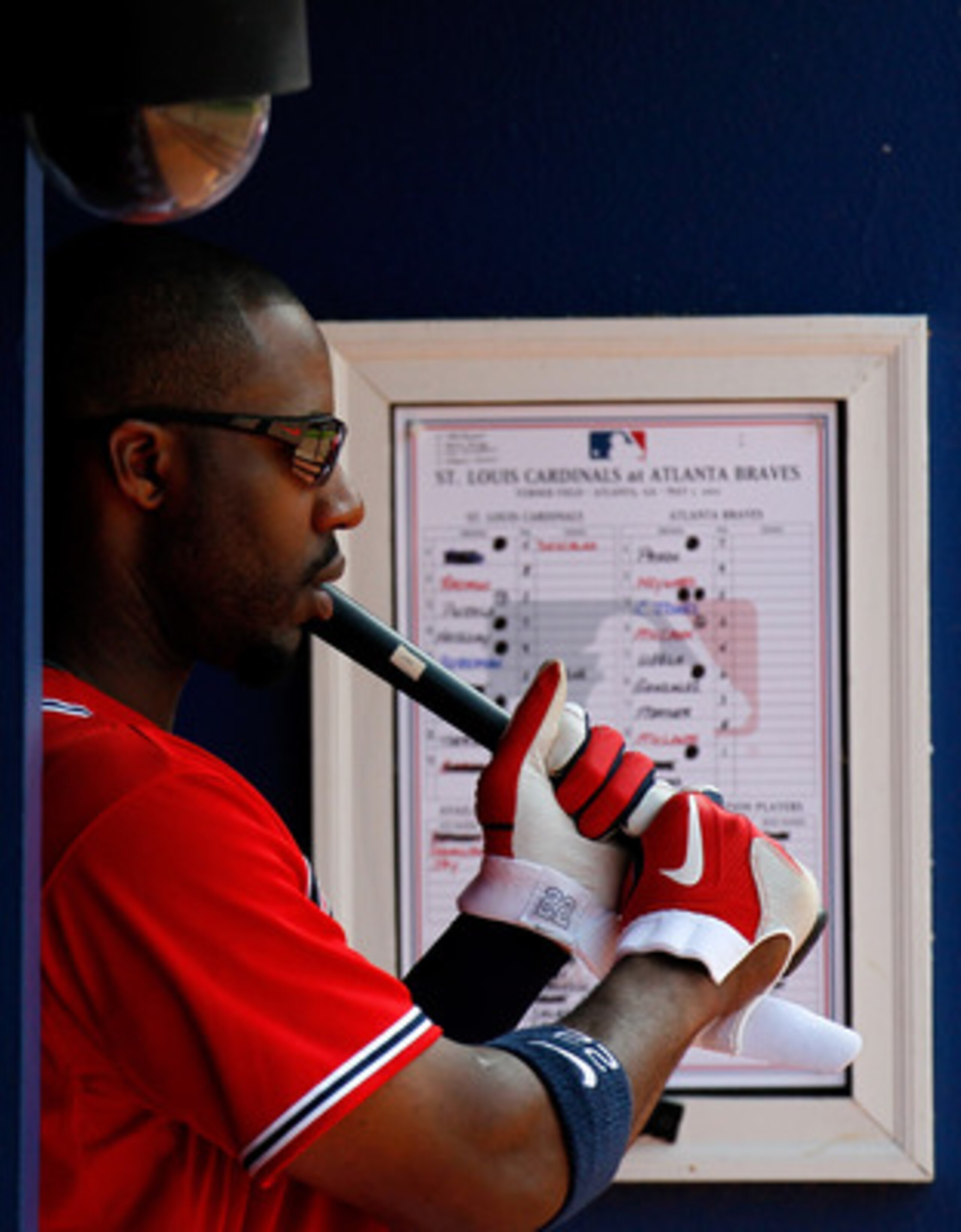 ATLANTA, GA - MAY 01:  Jason Heyward #22 of the Atlanta Braves waits to bat against the St. Louis Cardinals at Turner Field on May 1, 2011 in Atlanta, Georgia.  (Photo by Kevin C. Cox/Getty Images)