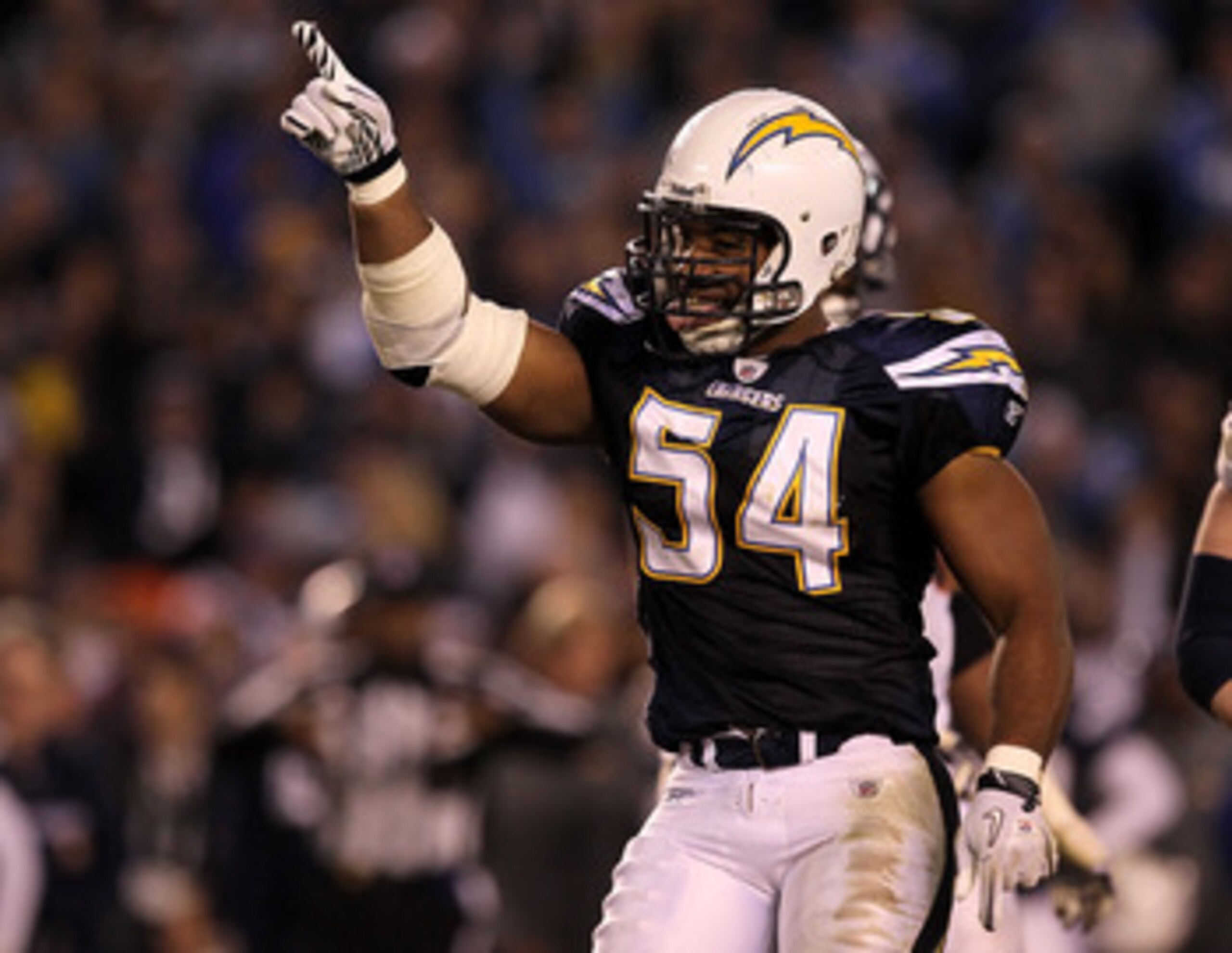 SAN DIEGO - NOVEMBER 22: Linebacker Stephen Cooper #54 of the San Diego Chargers celebrates after breaking up a third down pass attempt in the fourth quarter against the Denver Broncos at Qualcomm Stadium on November 22, 2010 in San Diego, California. Th SAN DIEGO - NOVEMBER 22: Linebacker Stephen Cooper #54 of the San Diego Chargers celebrates after breaking up a third down pass attempt in the fourth quarter against the Denver Broncos at Qualcomm Stadium on November 22, 2010 in San Diego, California. Th