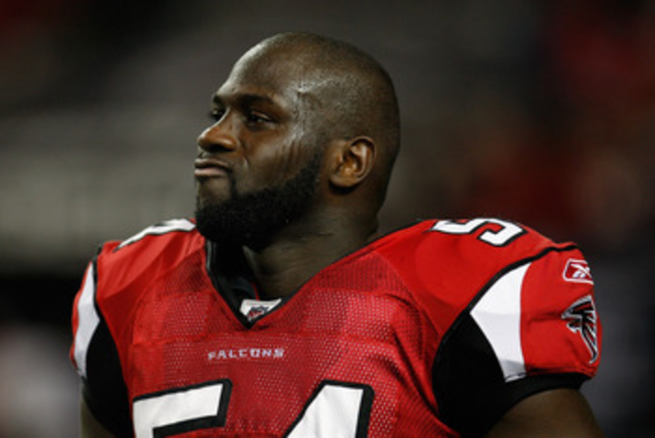 ATLANTA, GA - DECEMBER 27:  Stephen Nicholas #54 of the Atlanta Falcons walks off the field during the first half of the game against the New Orleans Saints at the Georgia Dome on December 27, 2010 in Atlanta, Georgia.  (Photo by Scott Halleran/Getty Imag