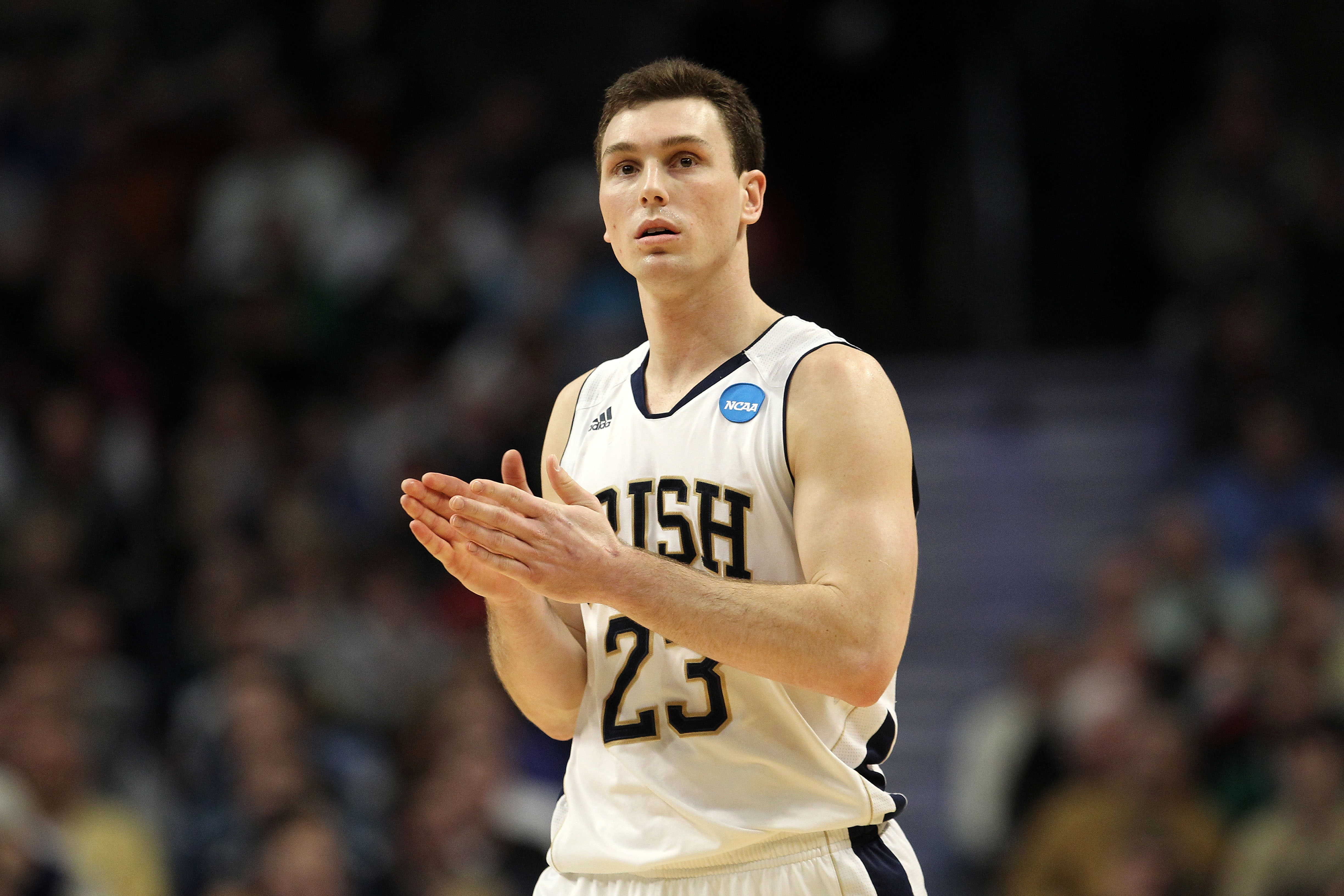 CHICAGO, IL - MARCH 18:  Ben Hansbrough #23 of the Notre Dame Fighting Irish looks on while playing against the Akron Zips in the first half during the second round of the 2011 NCAA men's basketball tournament at the United Center on March 18, 2011 in Chi