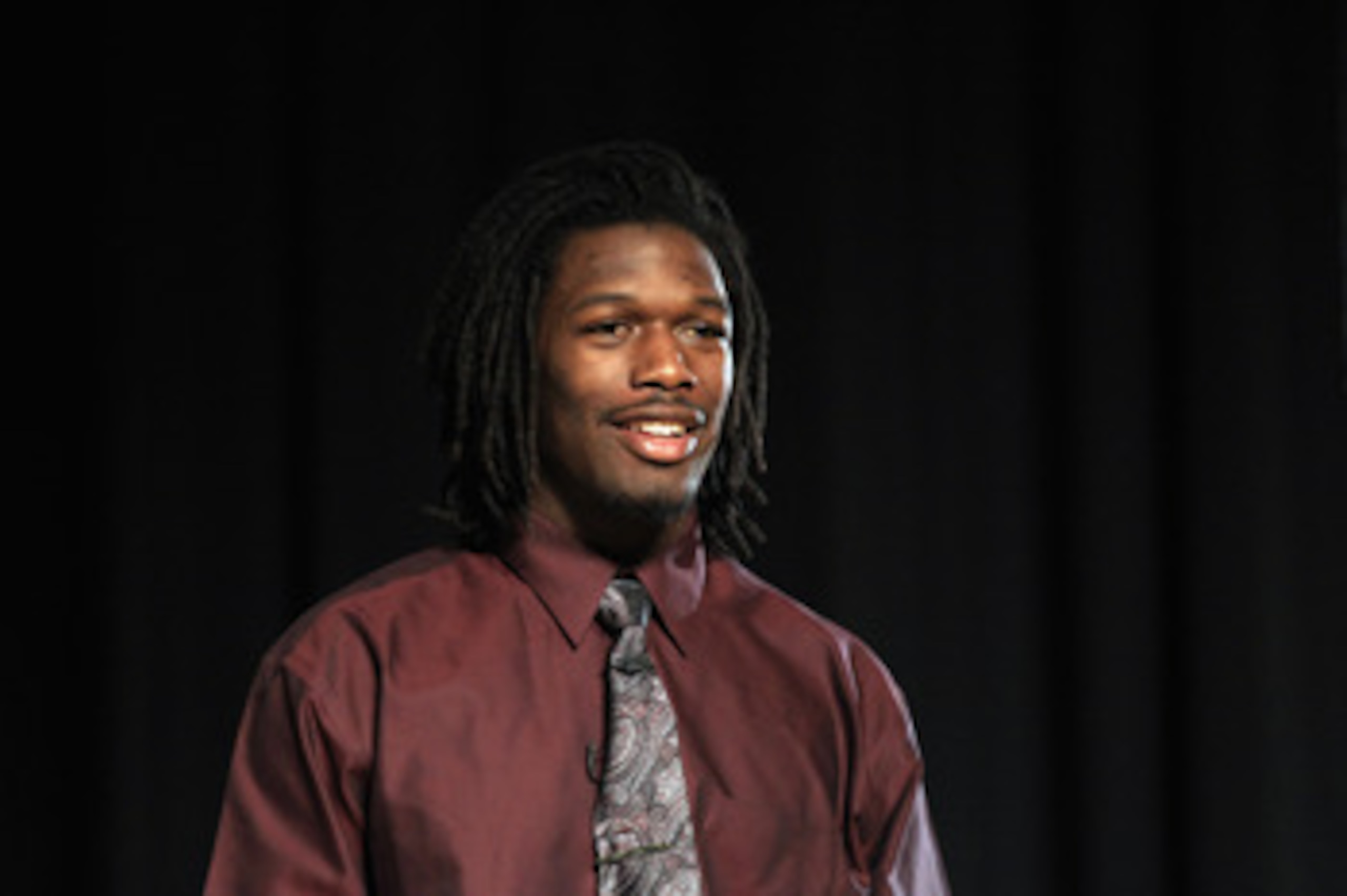 ROCK HILL, SC - FEBRUARY 14:  Jadeveon Clowney announces his college football commitment to the University of South Carolina Gamecocks during a press conference at South Pointe High School on February 14, 2011 in Rock Hill, South Carolina.  (Photo by Stre