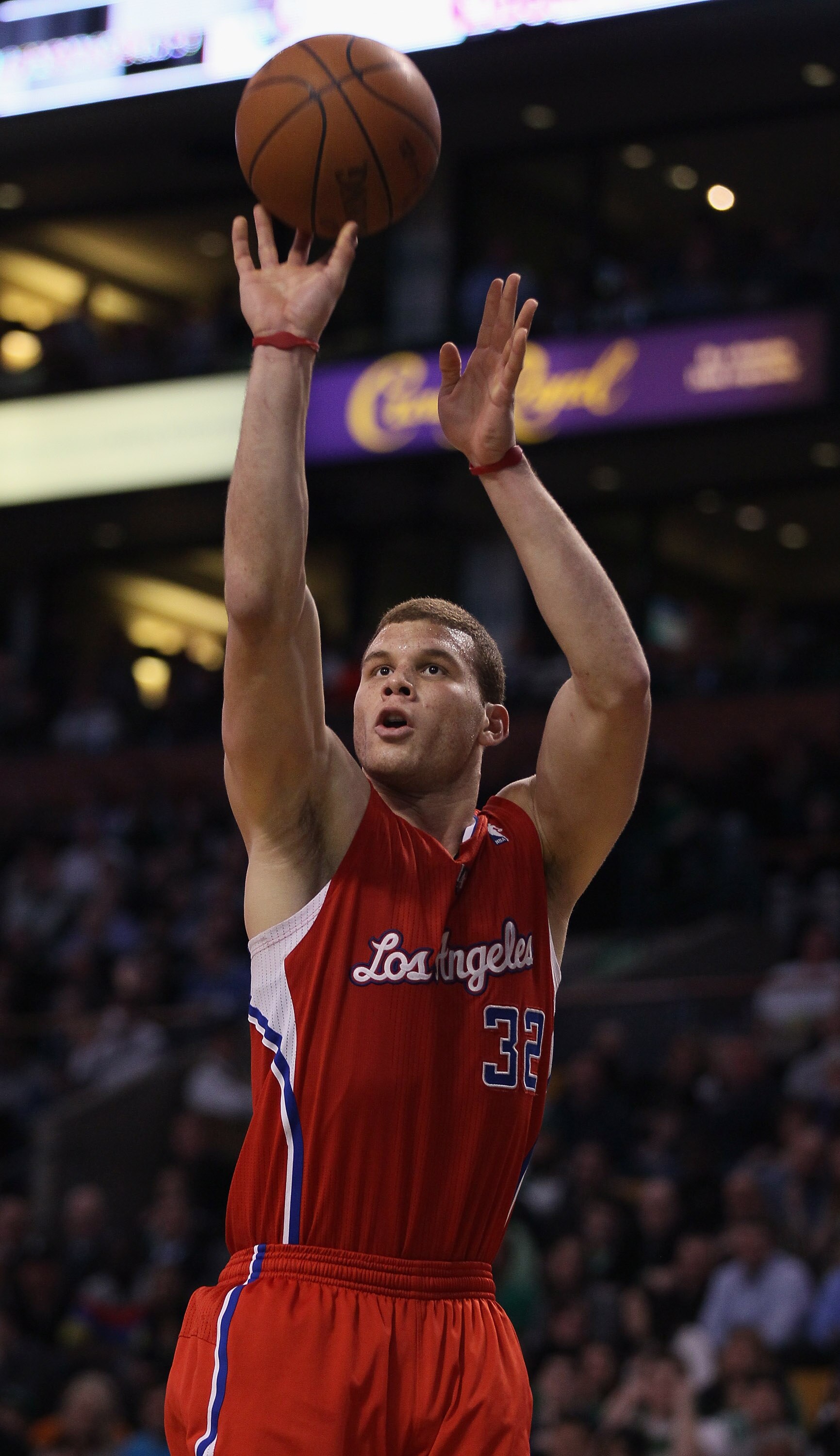 BOSTON, MA - MARCH 09:  Blake Griffin #32 of the Los Angeles Clippers takes a shot in the second half against the Boston Celtics on March 9, 2011 at the TD Garden in Boston, Massachusetts. The Los Angeles Clippers defeated the Boston Celtics 108-103. NOTE