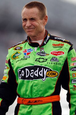 DARLINGTON, SC - MAY 06:  Mark Martin, driver of the #5 Carquest/GoDaddy.com Chevrolet, stands on pit road during qualifying for the NASCAR Sprint Cup Series SHOWTIME Southern 500 at Darlington Raceway on May 6, 2011 in Darlington, South Carolina.  (Photo