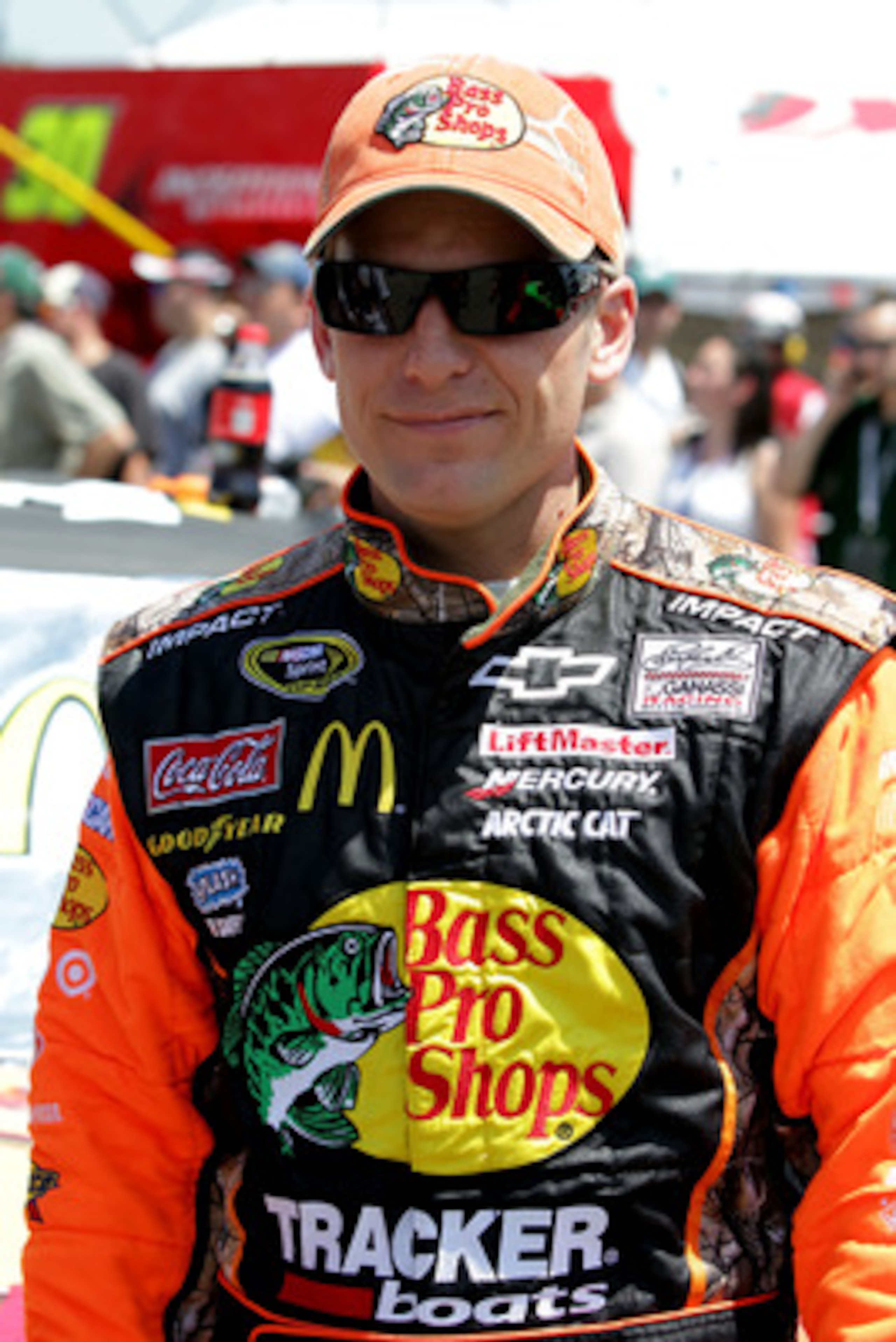 LOUDON, NH - JULY 17: Jamie McMurray, driver of the #1 Bass Pro Shops/Tracker Chevrolet, waits on the grid prior to the NASCAR Sprint Cup Series LENOX Industrial Tools 301 at New Hampshire Motor Speedway on July 17, 2011 in Loudon, New Hampshire.  (Photo