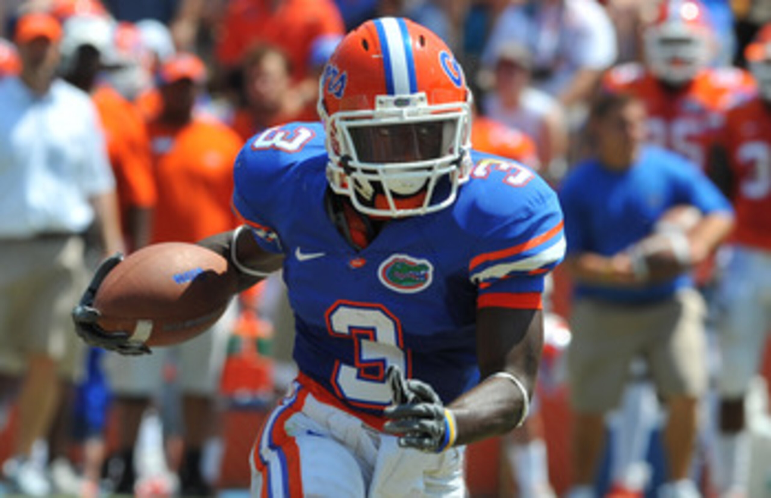 GAINESVILLE, FL - APRIL 9:  Running back Chris Rainey #3 of the Florida Gators runs upfield during the Orange and Blue spring football game April 9, 2011 at Ben Hill Griffin Stadium in Gainesville, Florida.  (Photo by Al Messerschmidt/Getty Images)