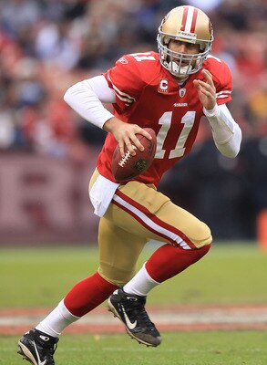 SAN FRANCISCO, CA - JANUARY 02: Alex Smith #11 of the San Francisco 49ers runs against the Arizona Cardinals during an NFL game at Candlestick Park on January 2, 2011 in San Francisco, California. (Photo by Jed Jacobsohn/Getty Images) SAN FRANCISCO, CA - JANUARY 02: Alex Smith #11 of the San Francisco 49ers runs against the Arizona Cardinals during an NFL game at Candlestick Park on January 2, 2011 in San Francisco, California. (Photo by Jed Jacobsohn/Getty Images)
