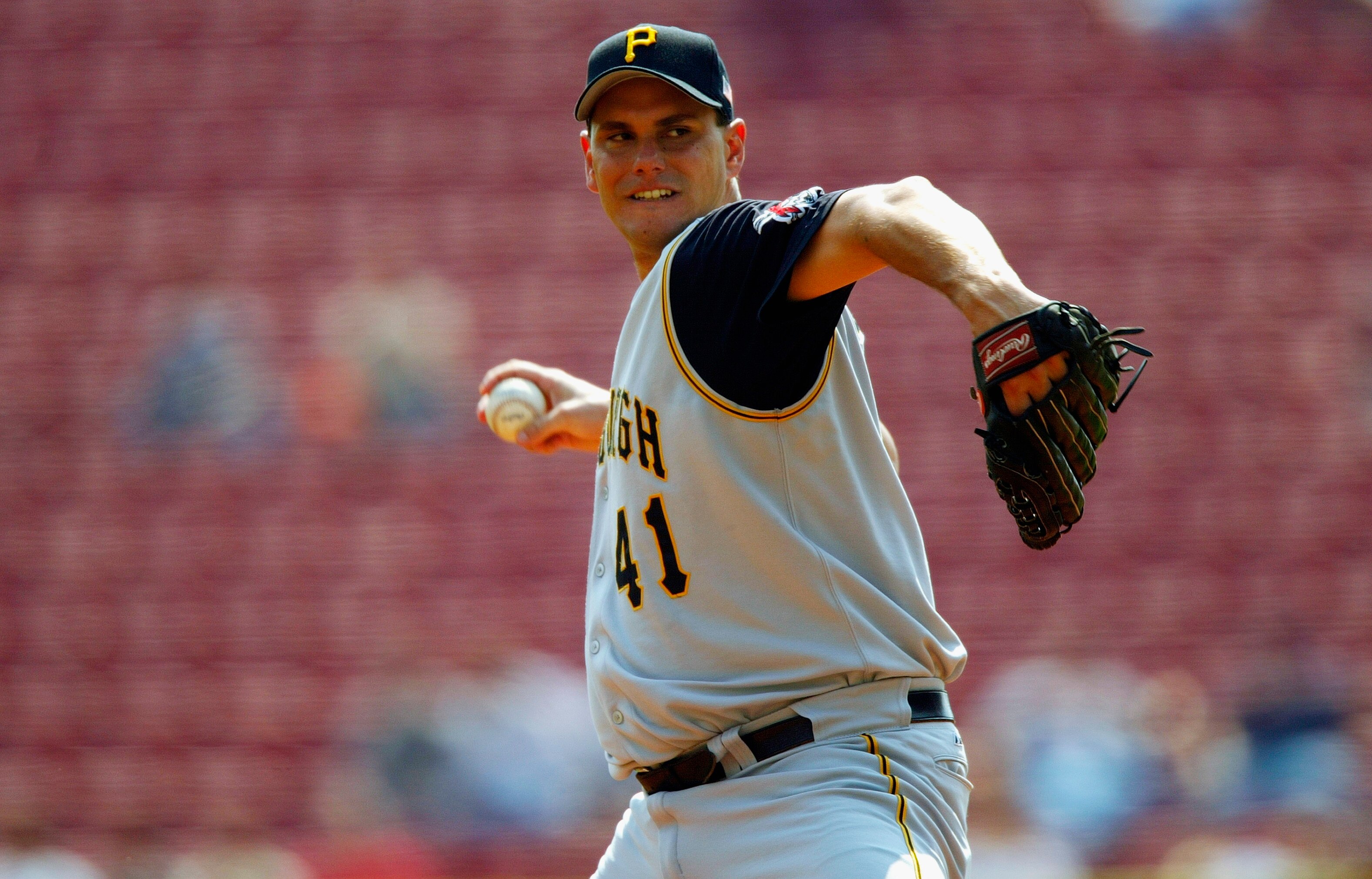 CINCINNATI, OH - SEPTEMBER 11:  Pitcher Jeff D'Amico #41 of the Pittsburgh Pirates delivers the ball against the Cincinnati Reds during the game at Great American Ball Park on September 11, 2003  in Cincinnati, Ohio.  The Reds defeated the Pirates 3-2. (P