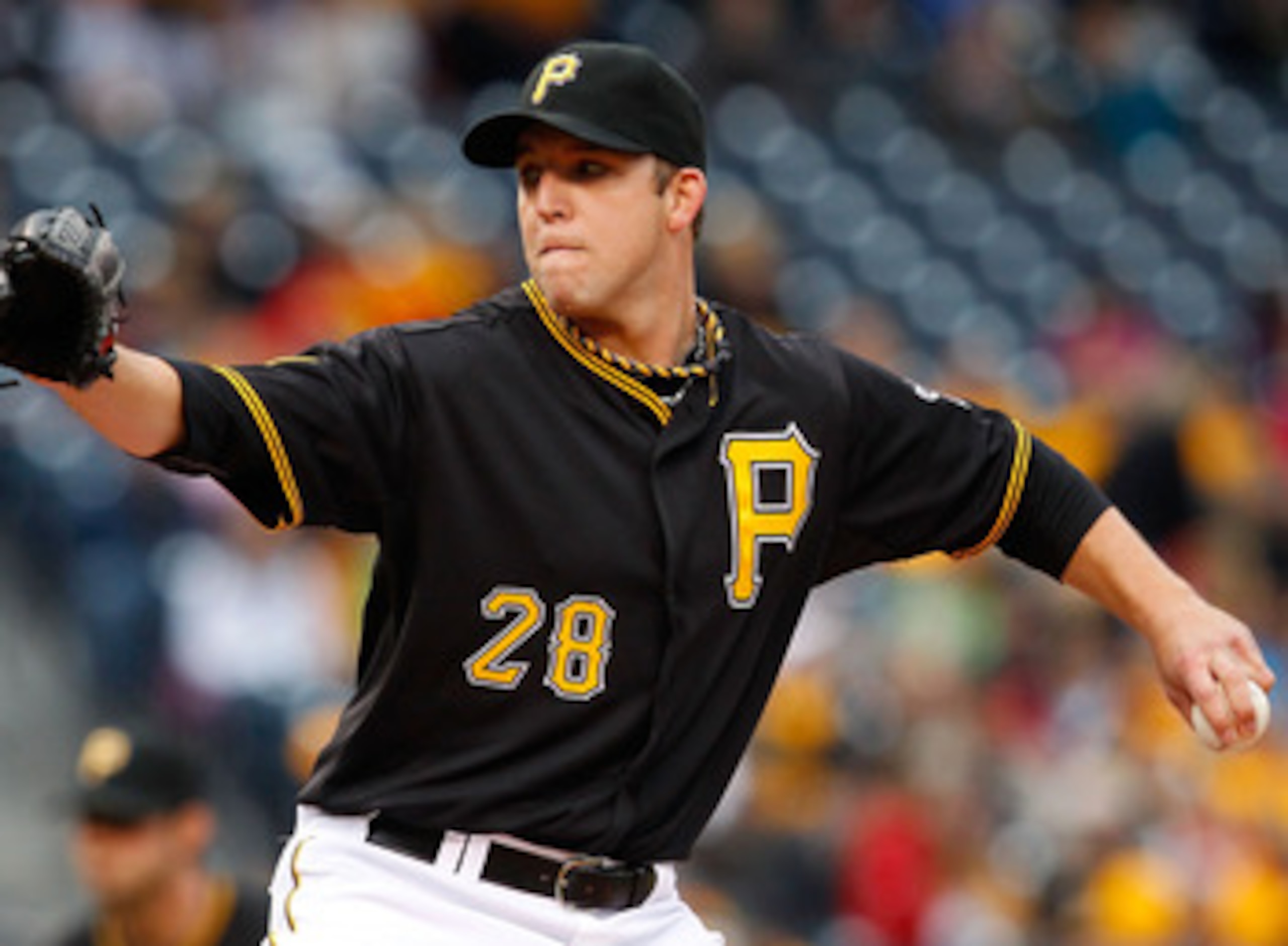 PITTSBURGH - MAY 06:  Paul Maholm #28 of the Pittsburgh Pirates pitches against the Houston Atros during the game on May 6, 2011 at PNC Park in Pittsburgh, Pennsylvania.  (Photo by Jared Wickerham/Getty Images)