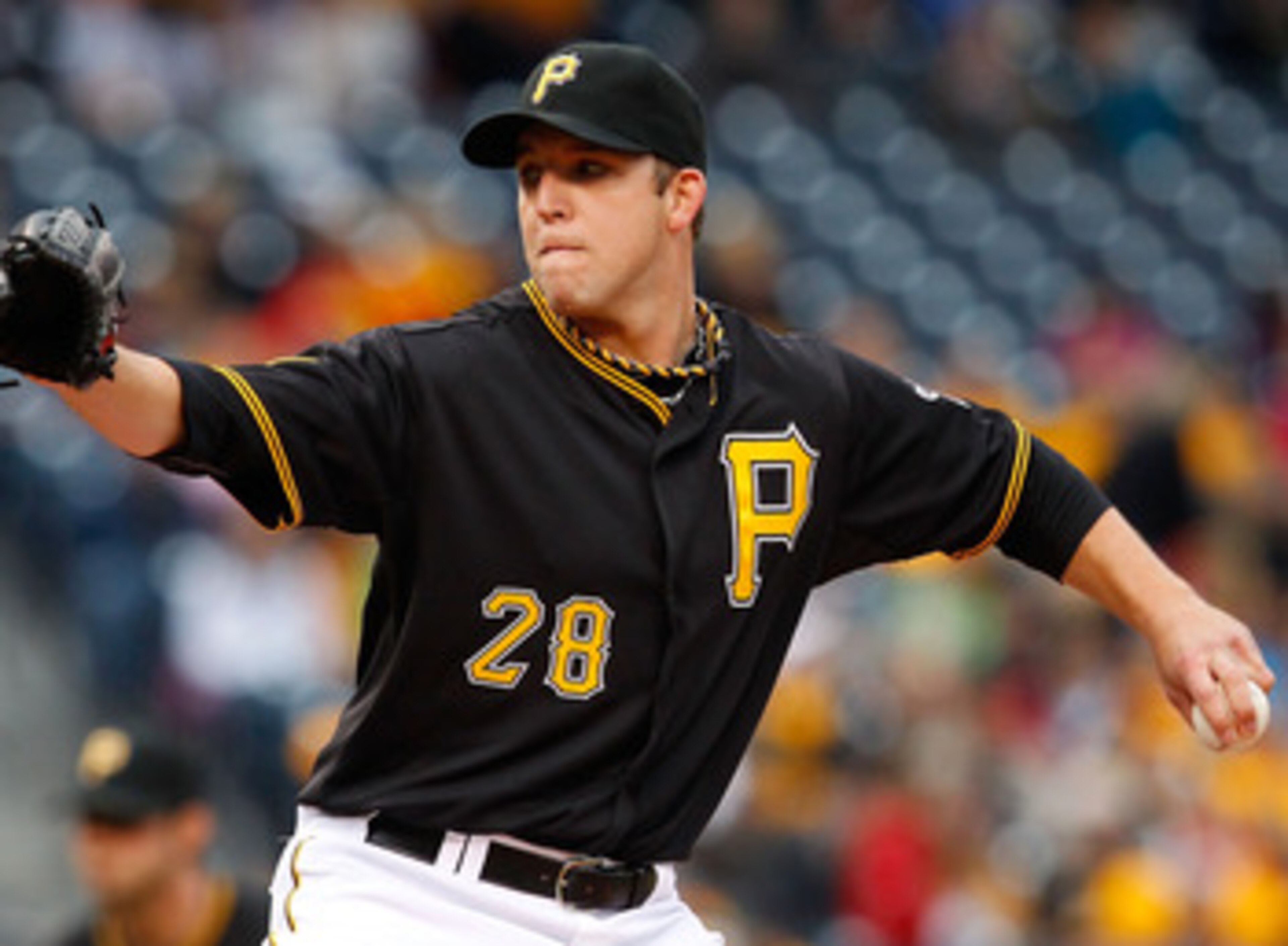 PITTSBURGH - MAY 06:  Paul Maholm #28 of the Pittsburgh Pirates pitches against the Houston Atros during the game on May 6, 2011 at PNC Park in Pittsburgh, Pennsylvania.  (Photo by Jared Wickerham/Getty Images)