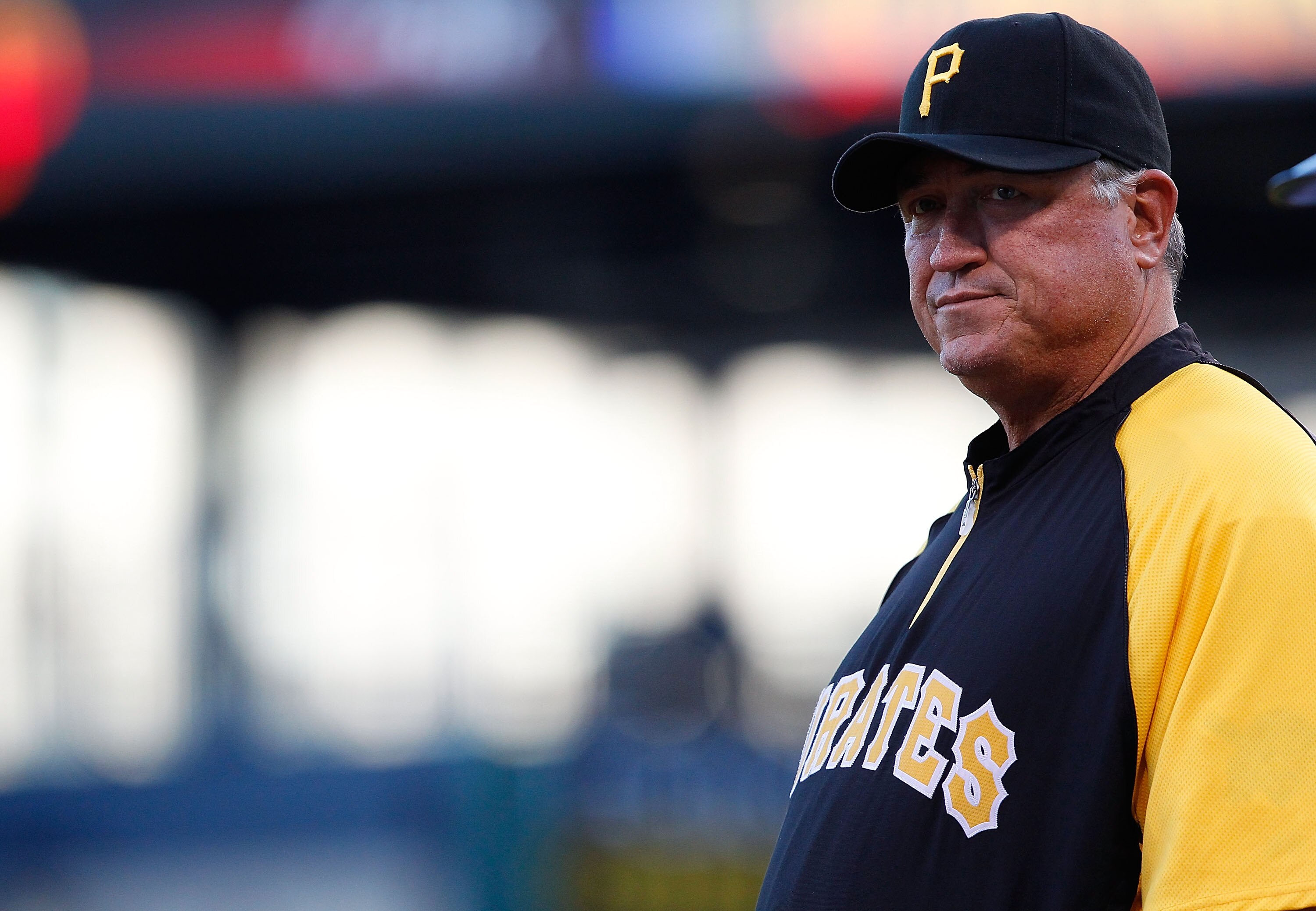 PITTSBURGH - MAY 09:  Manager Clint Hurdler #13 of the Pittsburgh Pirates waits for a call that was under review by the umpires during the game against the Los Angeles Dodgers on May 9, 2011 at PNC Park in Pittsburgh, Pennsylvania.  (Photo by Jared Wicker
