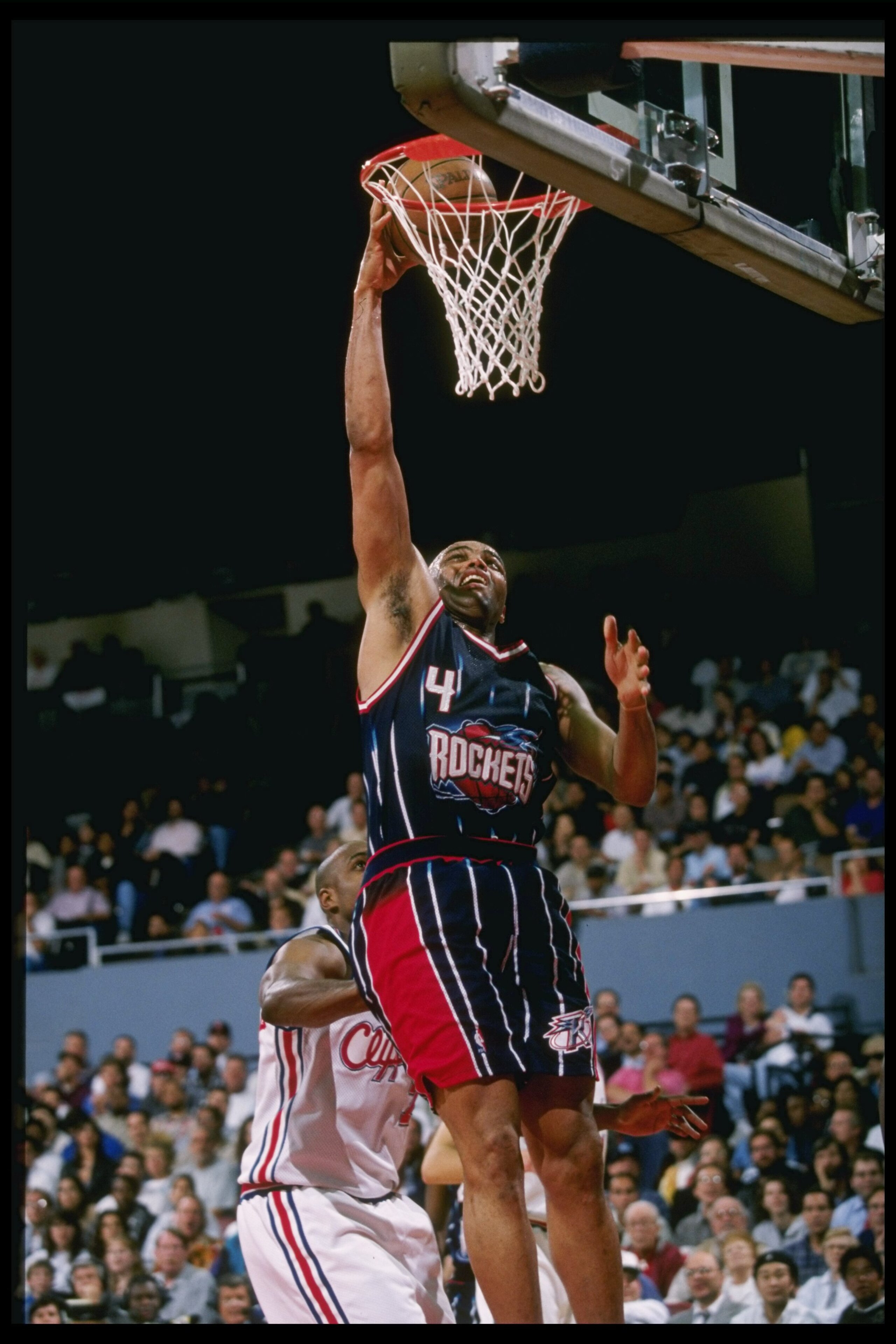 8 Apr 1997:  Charles Barkley #4 of the Houston Rockets shoots a lay up during their 127-117 loss to the Los Angeles Clippers at the LA Sports Arena in Los Angeles, California.  Mandatory Credit: Jed Jacobsohn  /Allsport