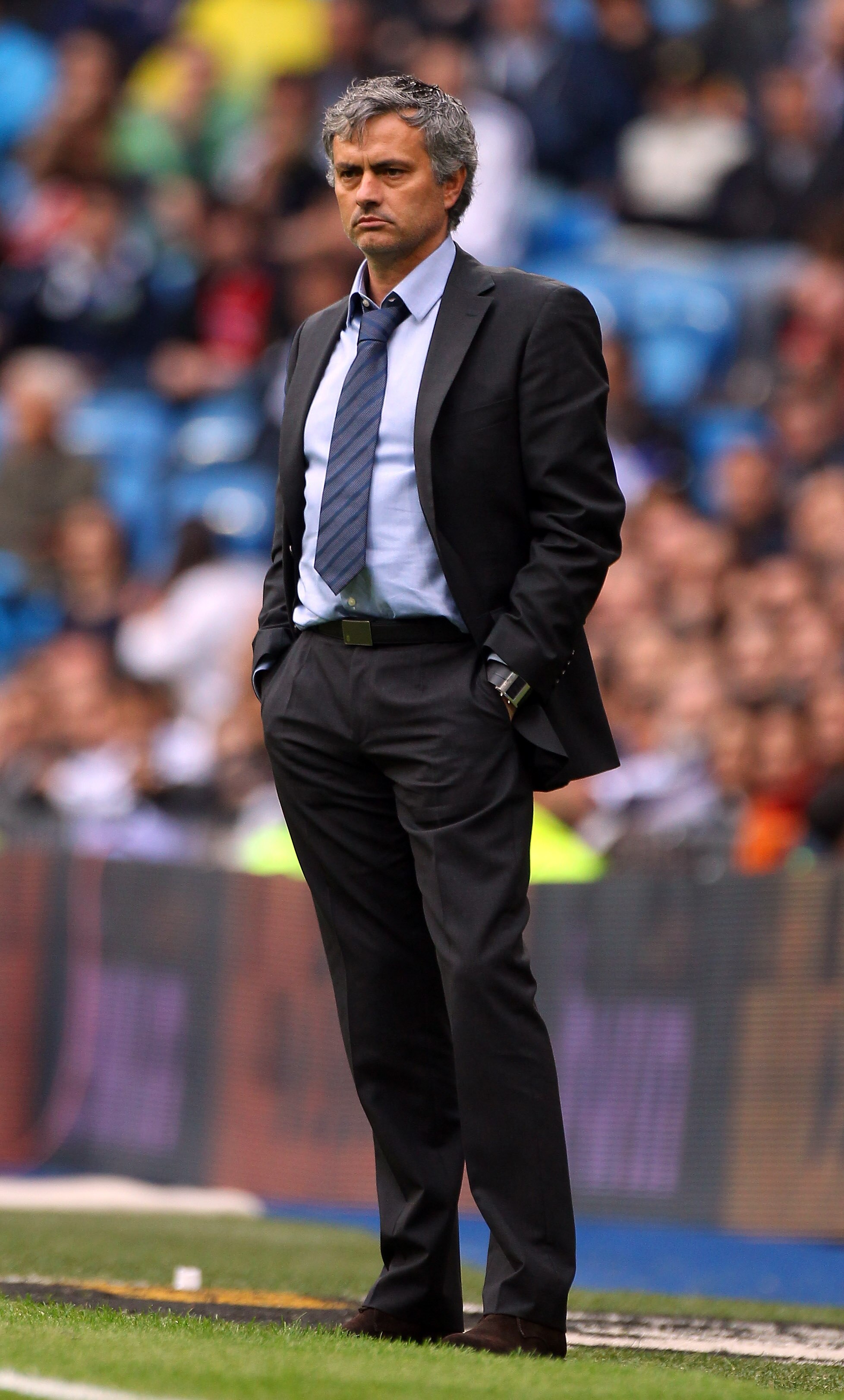 MADRID, SPAIN - APRIL 30:  Jose Mourinho, coach of Real Madrid looks on during the La Liga match between Real Madrid and Real Zaragoza at Estadio Santiago Bernabeu on April 30, 2011 in Madrid, Spain.  (Photo by Julian Finney/Getty Images)