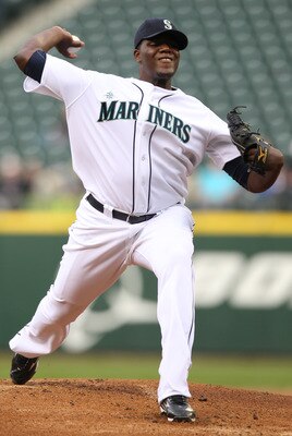SEATTLE - MAY 04:  Starting pitcher Michael Pineda #36 of the Seattle Mariners pitches against the Texas Rangers at Safeco Field on May 4, 2011 in Seattle, Washington. (Photo by Otto Greule Jr/Getty Images)