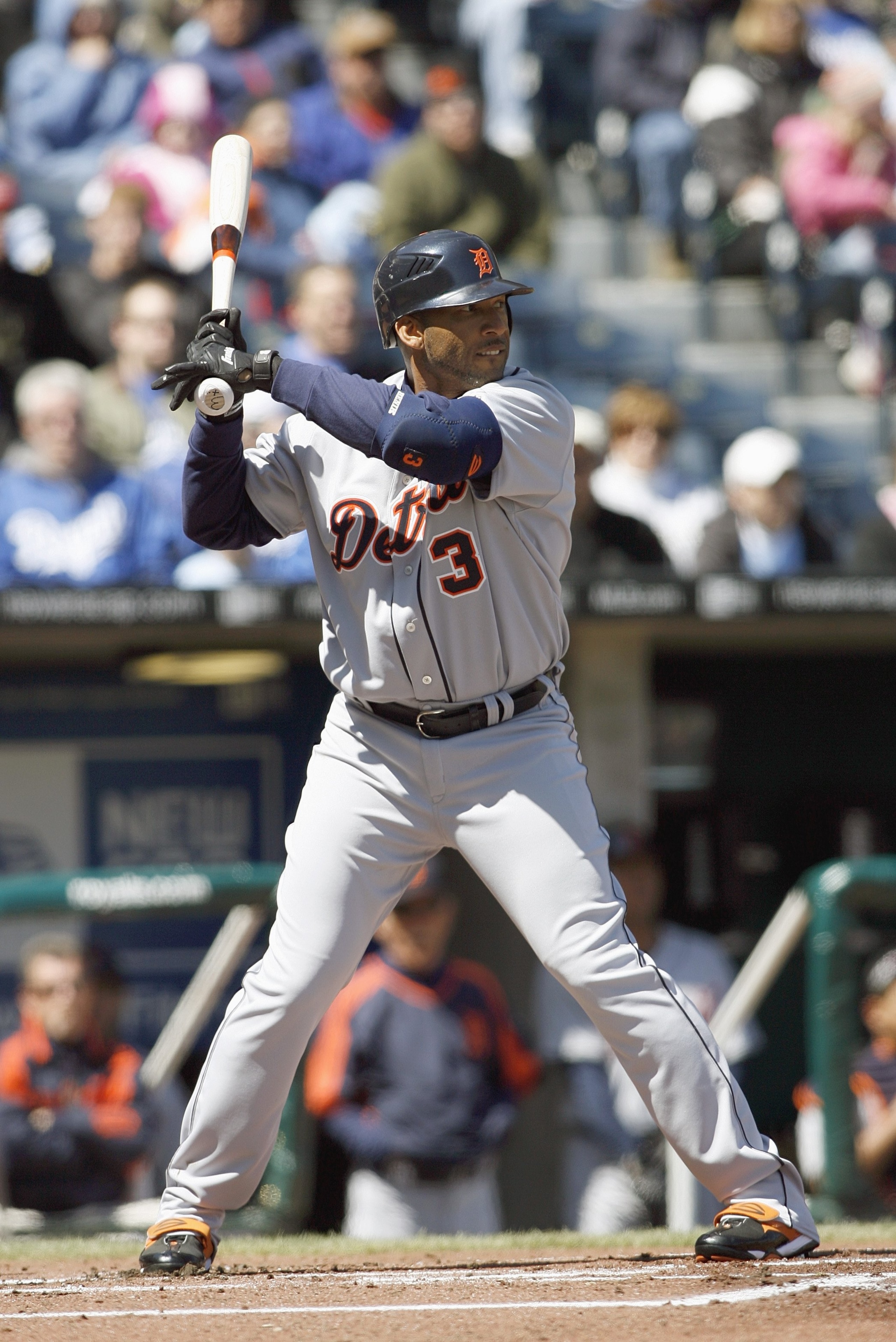 KANSAS CITY, MO - APRIL 8: Gary Sheffield #3 of the Detroit Tigers stands ready at bat during the game against the Kansas City Royals at Kauffman Stadium April 8, 2007 in Kansas City, Missouri. (Photo by G. Newman Lowrance/Getty Images)
