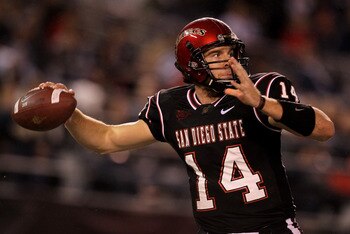 SAN DIEGO - NOVEMBER 20: Quarterback Ryan Lindley #14 of the San Deigo State Aztecs throws a pass against the Utah Utes at Qualcomm Stadium on November 20, 2010 in San Diego, California. (Photo by Stephen Dunn/Getty Images) SAN DIEGO - NOVEMBER 20: Quarterback Ryan Lindley #14 of the San Deigo State Aztecs throws a pass against the Utah Utes at Qualcomm Stadium on November 20, 2010 in San Diego, California. (Photo by Stephen Dunn/Getty Images)