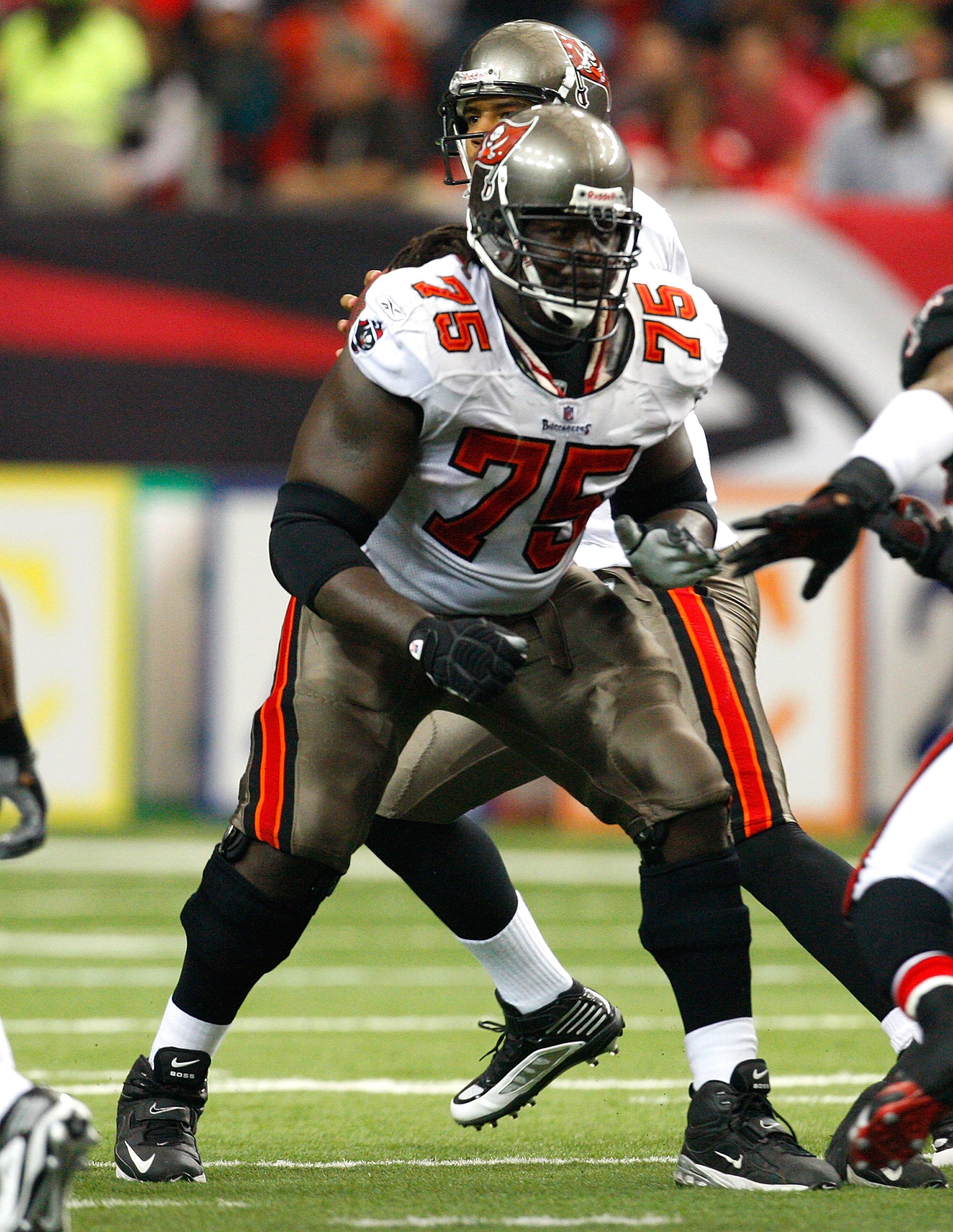 ATLANTA - NOVEMBER 29: Davin Joseph #75 of the Tampa Bay Buccaneers against the Atlanta Falcons at Georgia Dome on November 29, 2009 in Atlanta, Georgia. (Photo by Kevin C. Cox/Getty Images) ATLANTA - NOVEMBER 29: Davin Joseph #75 of the Tampa Bay Buccaneers against the Atlanta Falcons at Georgia Dome on November 29, 2009 in Atlanta, Georgia. (Photo by Kevin C. Cox/Getty Images)