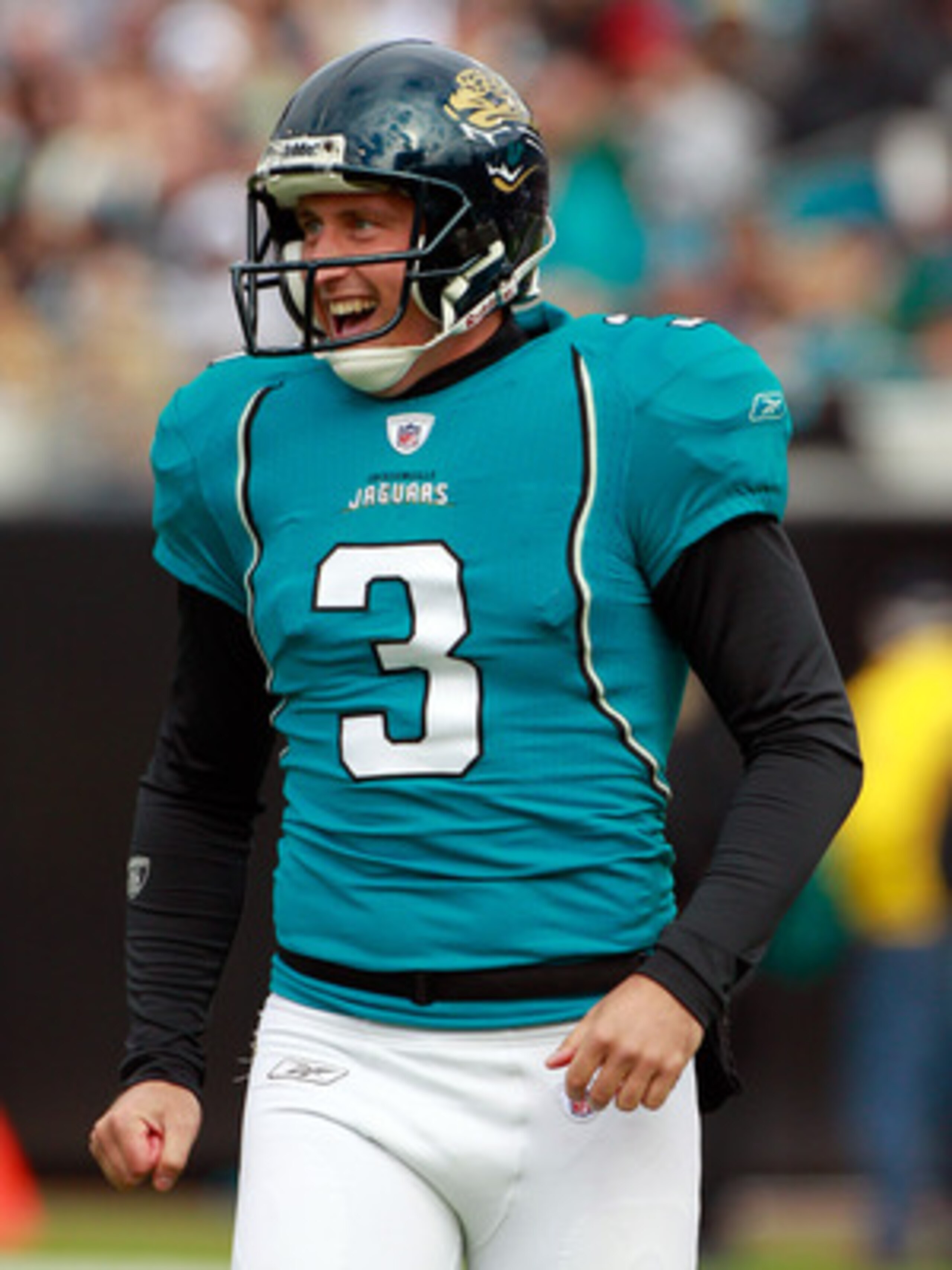JACKSONVILLE, FL - DECEMBER 12:  Punter Adam Podlesh #3 of the Jacksonville Jaguars smiles during the game against the Oakland Raiders at EverBank Field on December 12, 2010 in Jacksonville, Florida.  (Photo by Sam Greenwood/Getty Images)