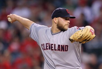 ANAHEIM, CA - MAY 06:  Justin Masterson #63 of the Cleveland Indians pitches against the Los Angeles Angels of Anaheim in the second inning at Angel Stadium of Anaheim on May 6, 2011 in Anaheim, California.  (Photo by Jeff Gross/Getty Images)