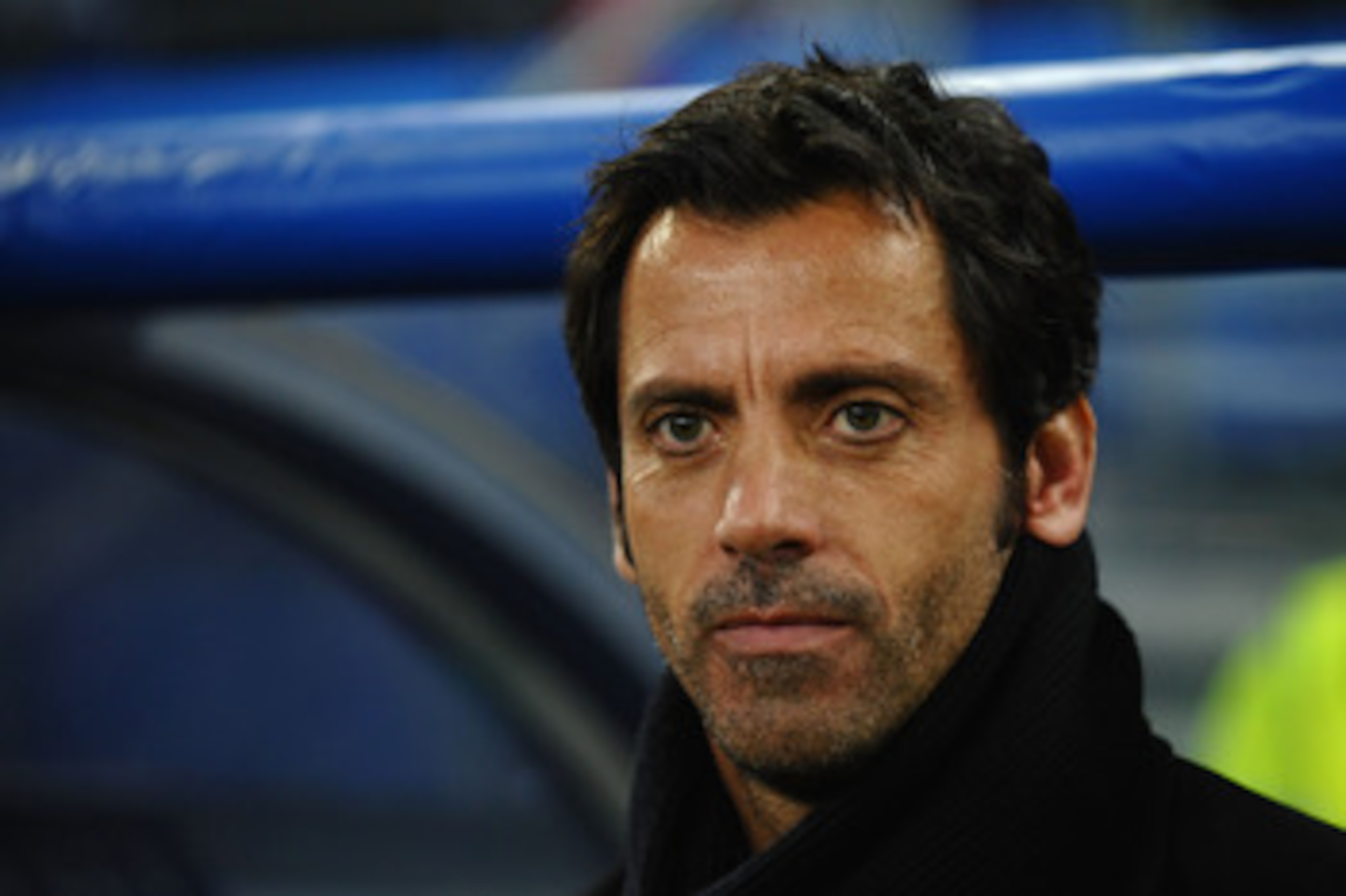 HAMBURG, GERMANY - MAY 12:  Head coach Quique Sanchez Flores of Atletico Madrid looks on prior to the UEFA Europa League final match between Atletico Madrid and Fulham at HSH Nordbank Arena on May 12, 2010 in Hamburg, Germany.  (Photo by Laurence Griffith