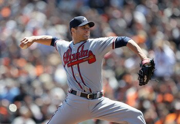 SAN FRANCISCO, CA - APRIL 24:  Brandon Beachy #37 of the Atlanta Braves pitches against the San Francisco Giants at AT&T Park on April 24, 2011 in San Francisco, California.  (Photo by Ezra Shaw/Getty Images)