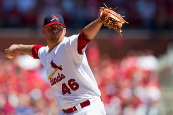 ST. LOUIS, MO - MAY 8: Starter Kyle McClellan #46 of the St. Louis Cardinals pitches against the Milwaukee Brewers at Busch Stadium on May 8, 2011 in St. Louis, Missouri.  (Photo by Dilip Vishwanat/Getty Images)