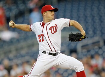 WASHINGTON, DC - APRIL 14:  Starting pitcher Jordan Zimmermann #27 of the Washington Nationals delivers to a Philadelphia Phillies batter at Nationals Park on April 14, 2011 in Washington, DC.  (Photo by Rob Carr/Getty Images)