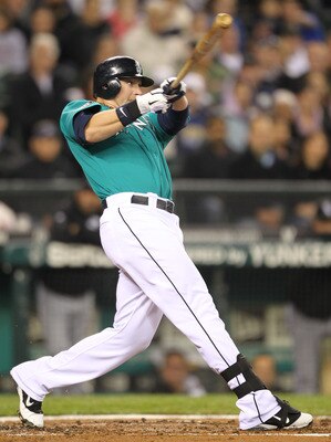 SEATTLE - MAY 06:  Justin Smoak #17 of the Seattle Mariners bats against the Chicago White Sox at Safeco Field on May 6, 2011 in Seattle, Washington. The Mariners won 3-2. (Photo by Otto Greule Jr/Getty Images)