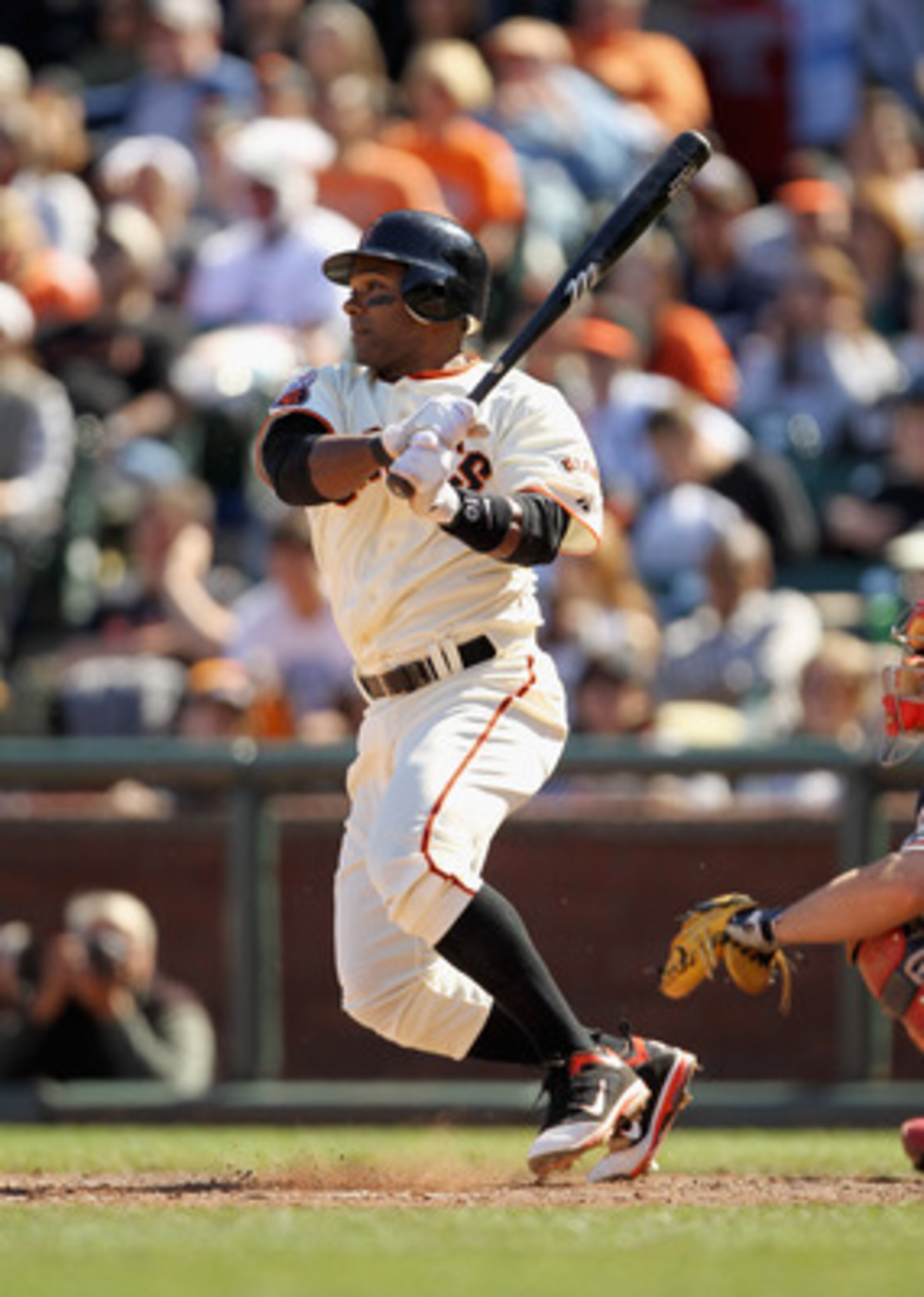 SAN FRANCISCO, CA - APRIL 24:  Miguel Tejada #10 of the San Francisco Giants in action against the Atlanta Braves at AT&T Park on April 24, 2011 in San Francisco, California.  (Photo by Ezra Shaw/Getty Images)