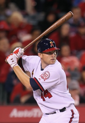 ANAHEIM, CA - APRIL 08:  Mark Trumbo #44 the Los Angeles Angels of Anaheim bats against the Toronto Blue Jays at Angel Stadium of Anaheim on April 8, 2011 in Anaheim, California.  (Photo by Jeff Gross/Getty Images)