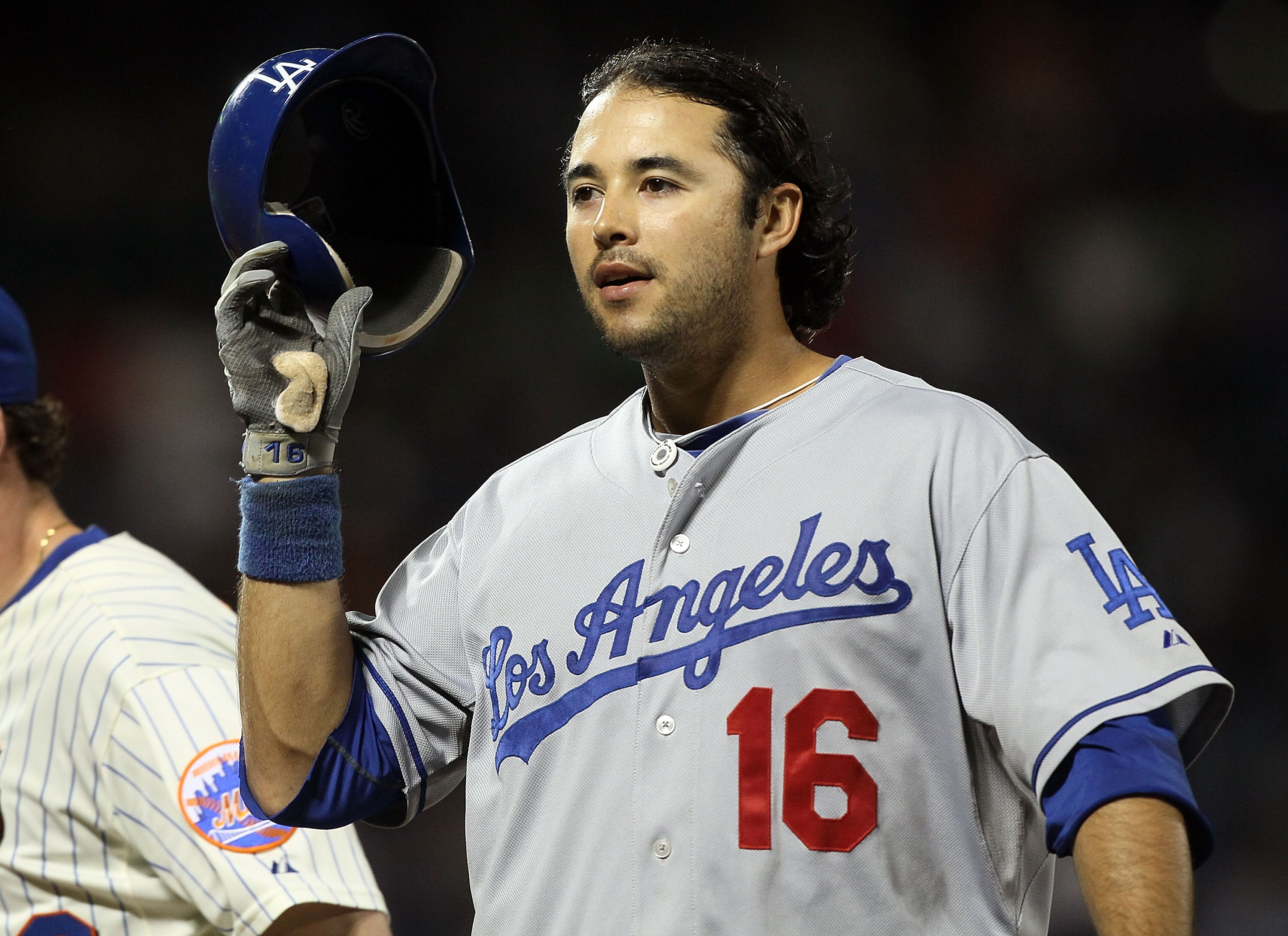 NEW YORK, NY - MAY 07:  Andre Ethier #16 of the Los Angeles Dodgers grounds out to end the sixth inning against the New York Mets on May 7, 2011 at Citi Field in the Flushing neighborhood of the Queens borough of New York City.  (Photo by Jim McIsaac/Gett