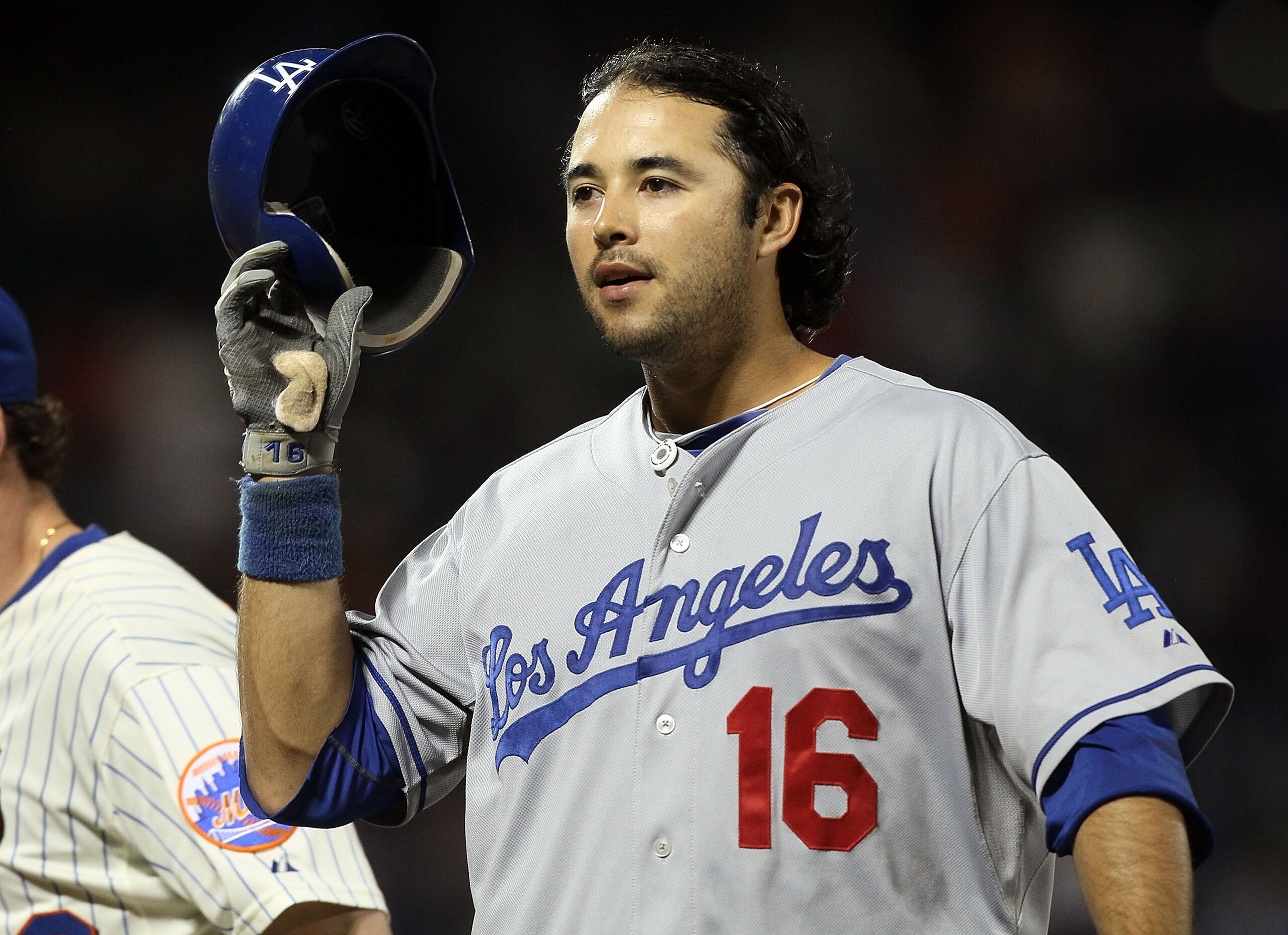 NEW YORK, NY - MAY 07:  Andre Ethier #16 of the Los Angeles Dodgers grounds out to end the sixth inning against the New York Mets on May 7, 2011 at Citi Field in the Flushing neighborhood of the Queens borough of New York City.  (Photo by Jim McIsaac/Gett